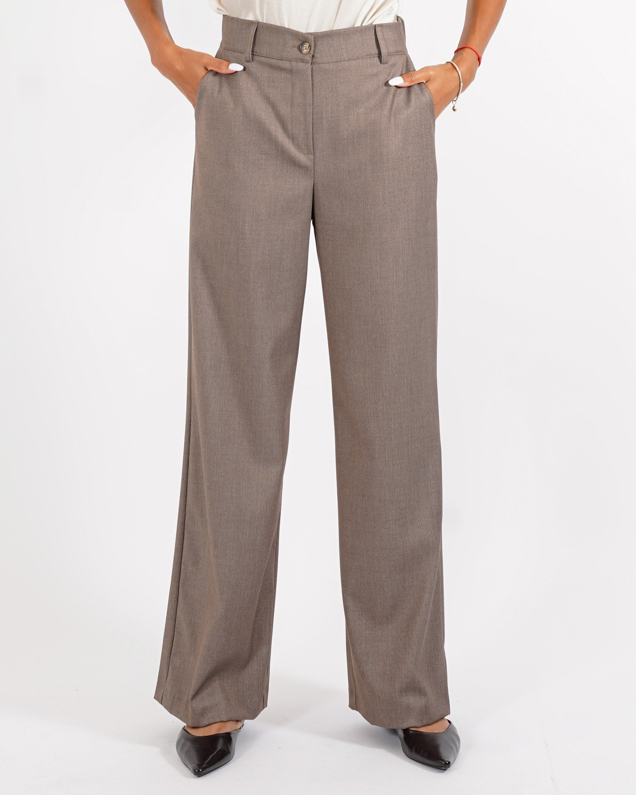 Pantaloni gamba larga in fresco lana - Abelia