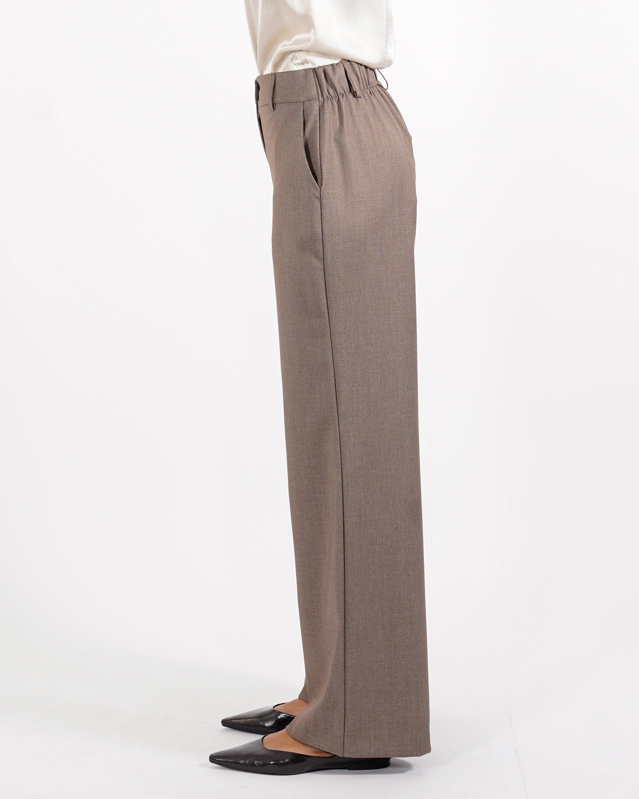 Pantaloni gamba larga in fresco lana - Abelia