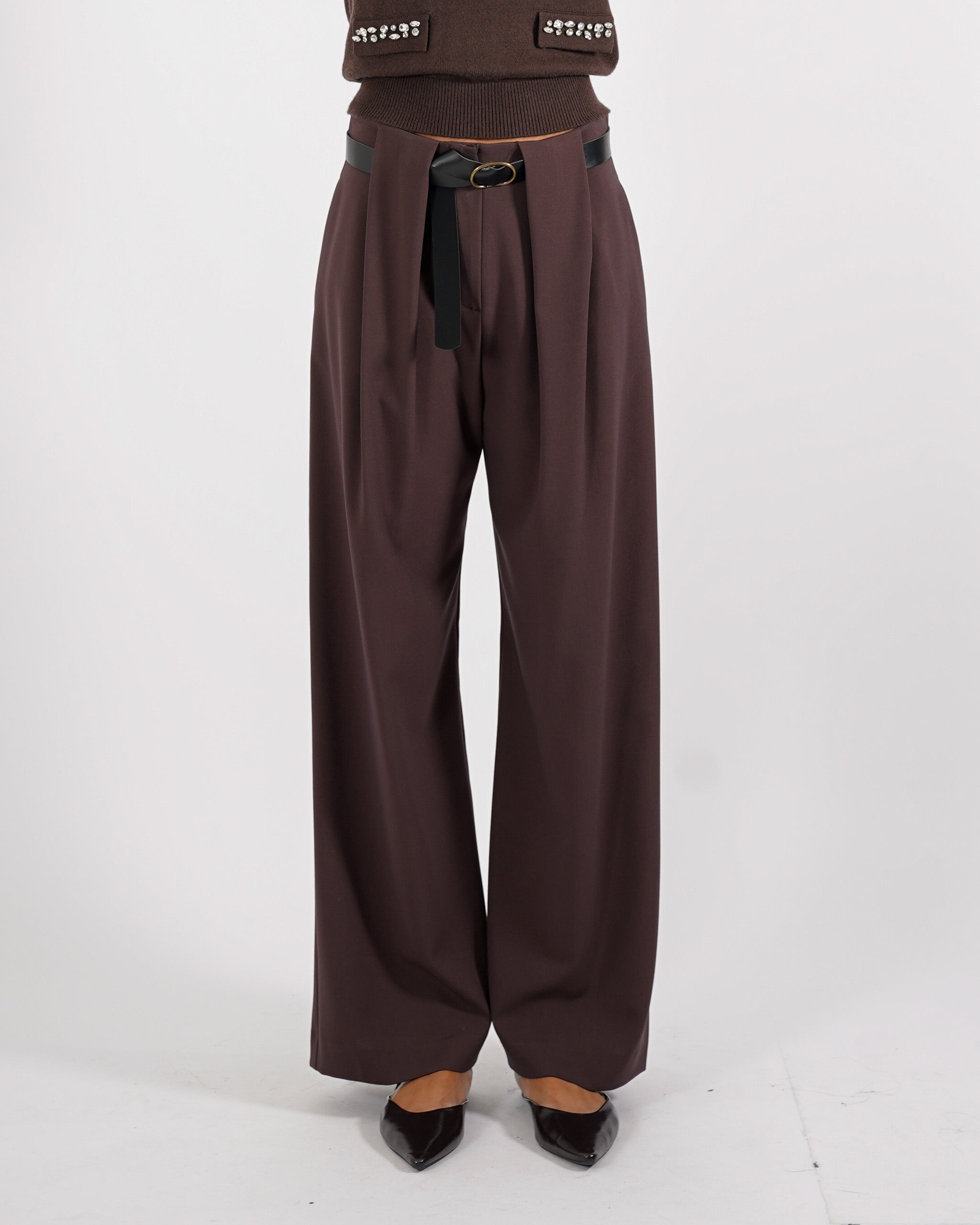 Pantaloni vita alta con pence vestibilità regular in gabardina stretch - Agostina - Hope Fashion