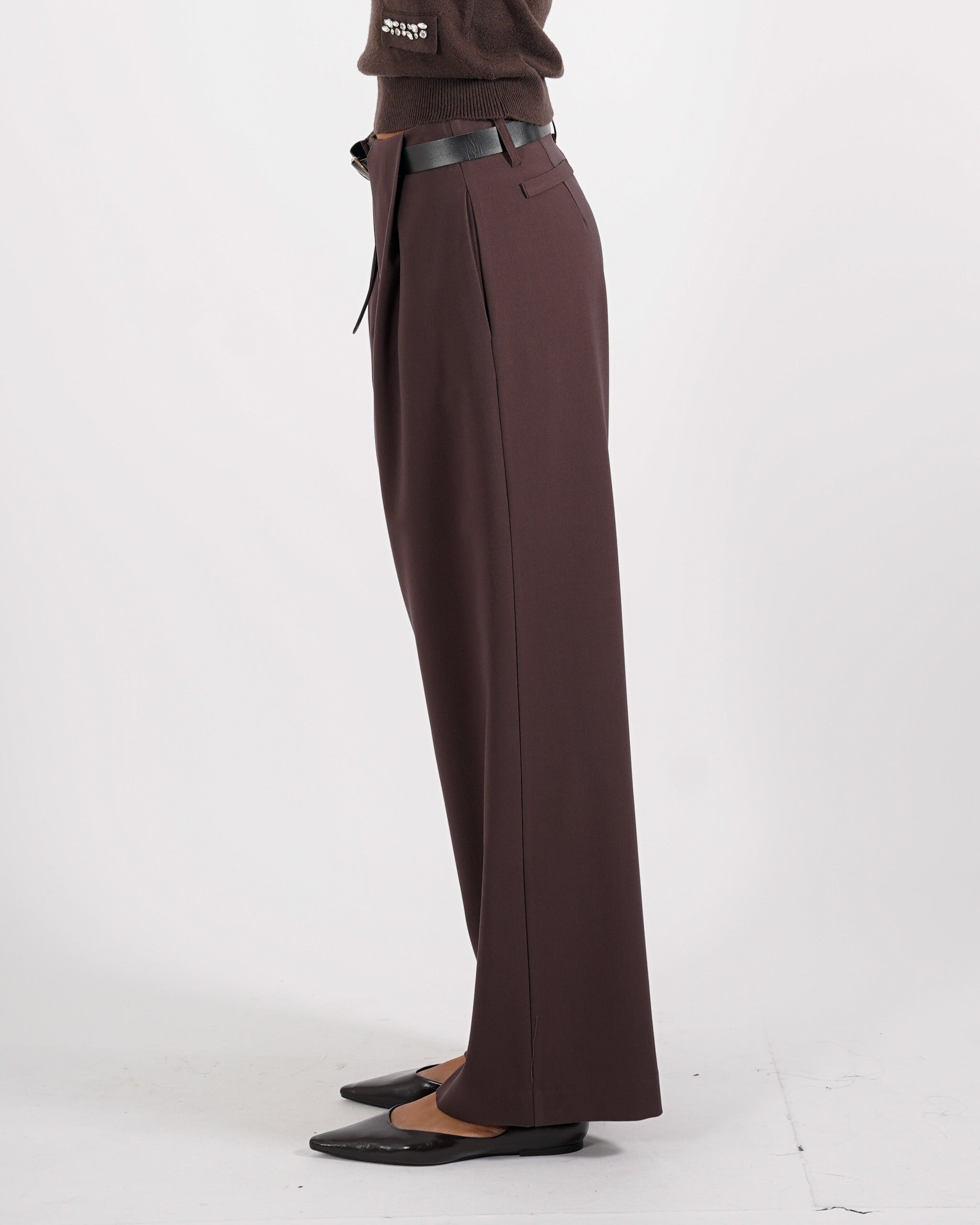 Pantaloni vita alta con pence vestibilità regular in gabardina stretch - Agostina - Hope Fashion