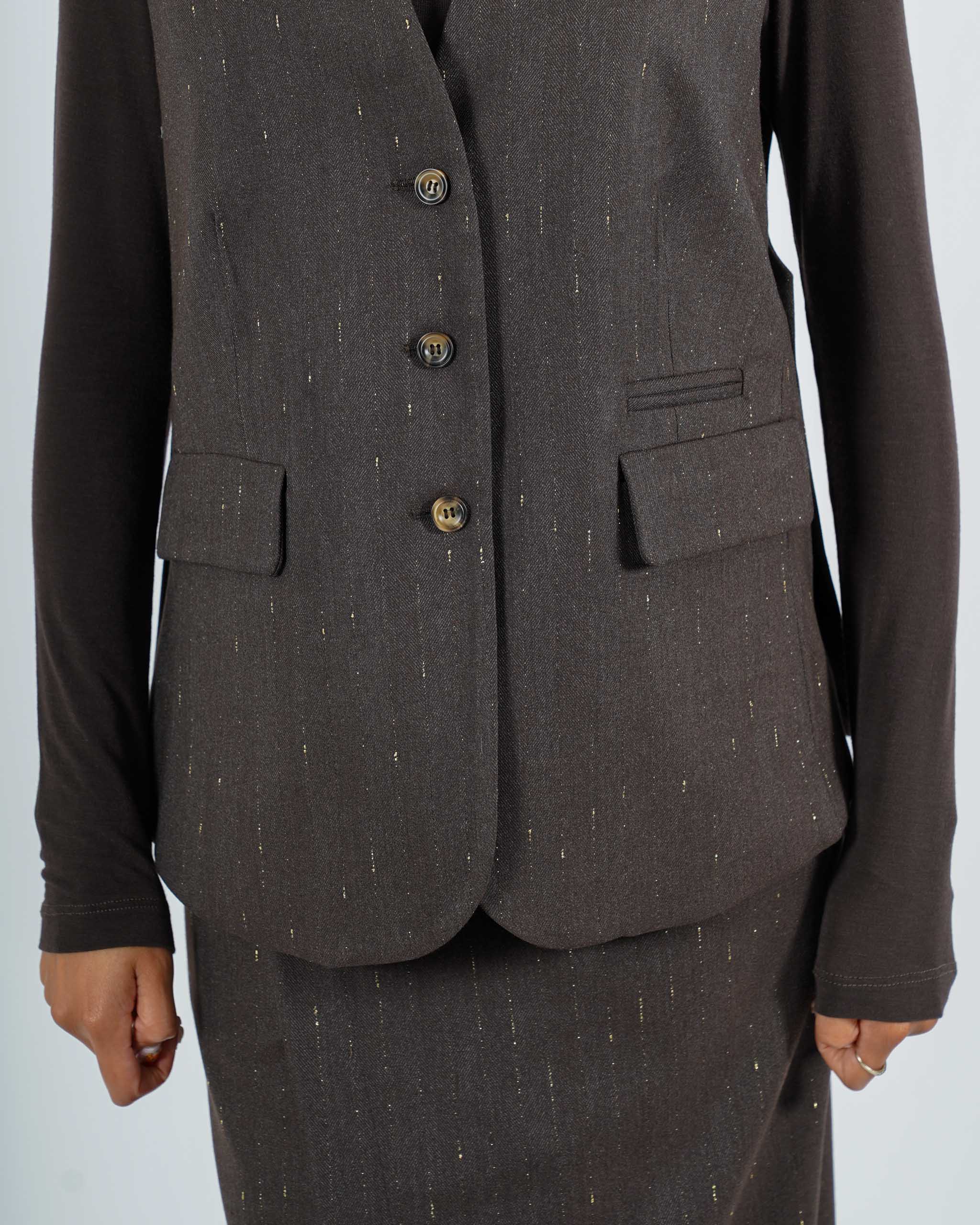 Gilet monopetto gessato in fresco lana - Teodosia