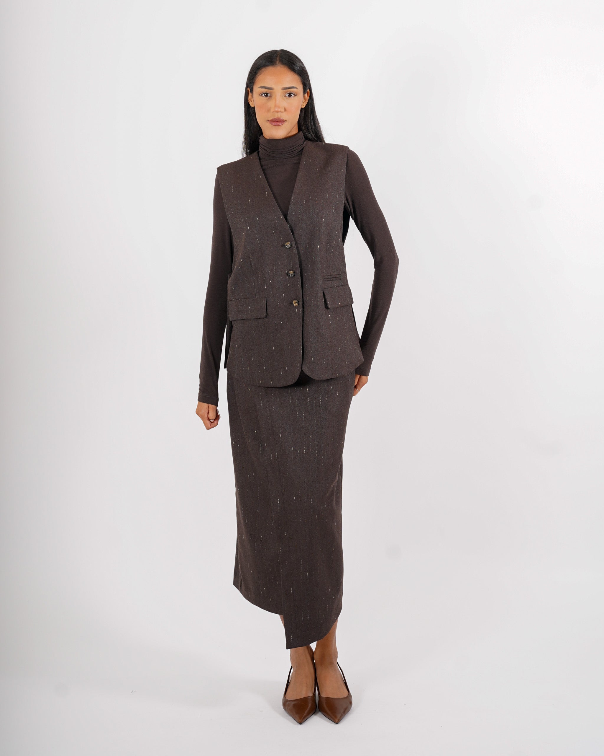 Gilet monopetto gessato in fresco lana - Teodosia