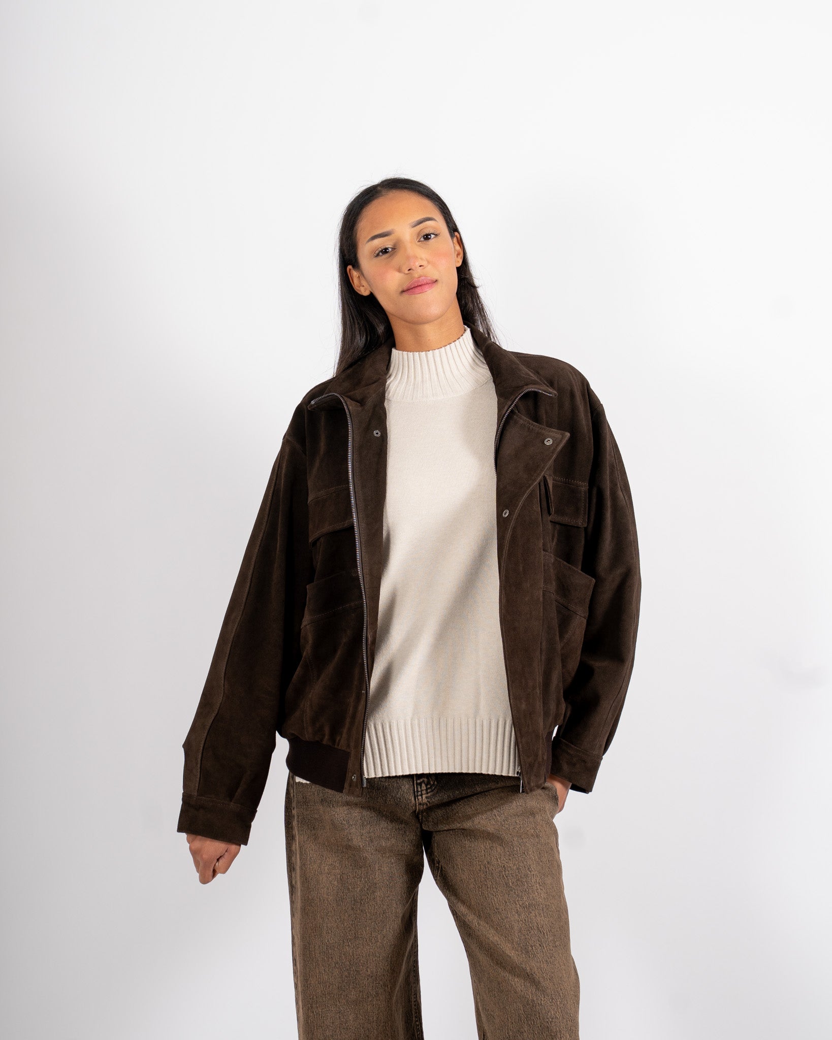 Bomber con cappuccio e zip in crosta vintage - Ivanka