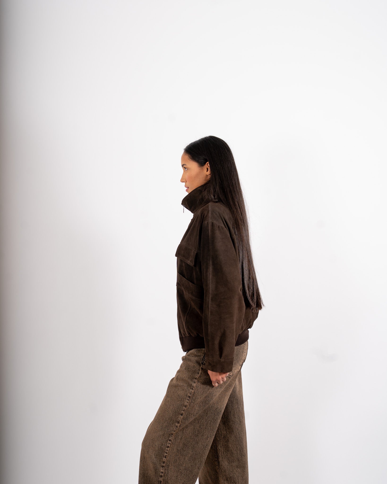 Bomber con cappuccio e zip in crosta vintage - Ivanka