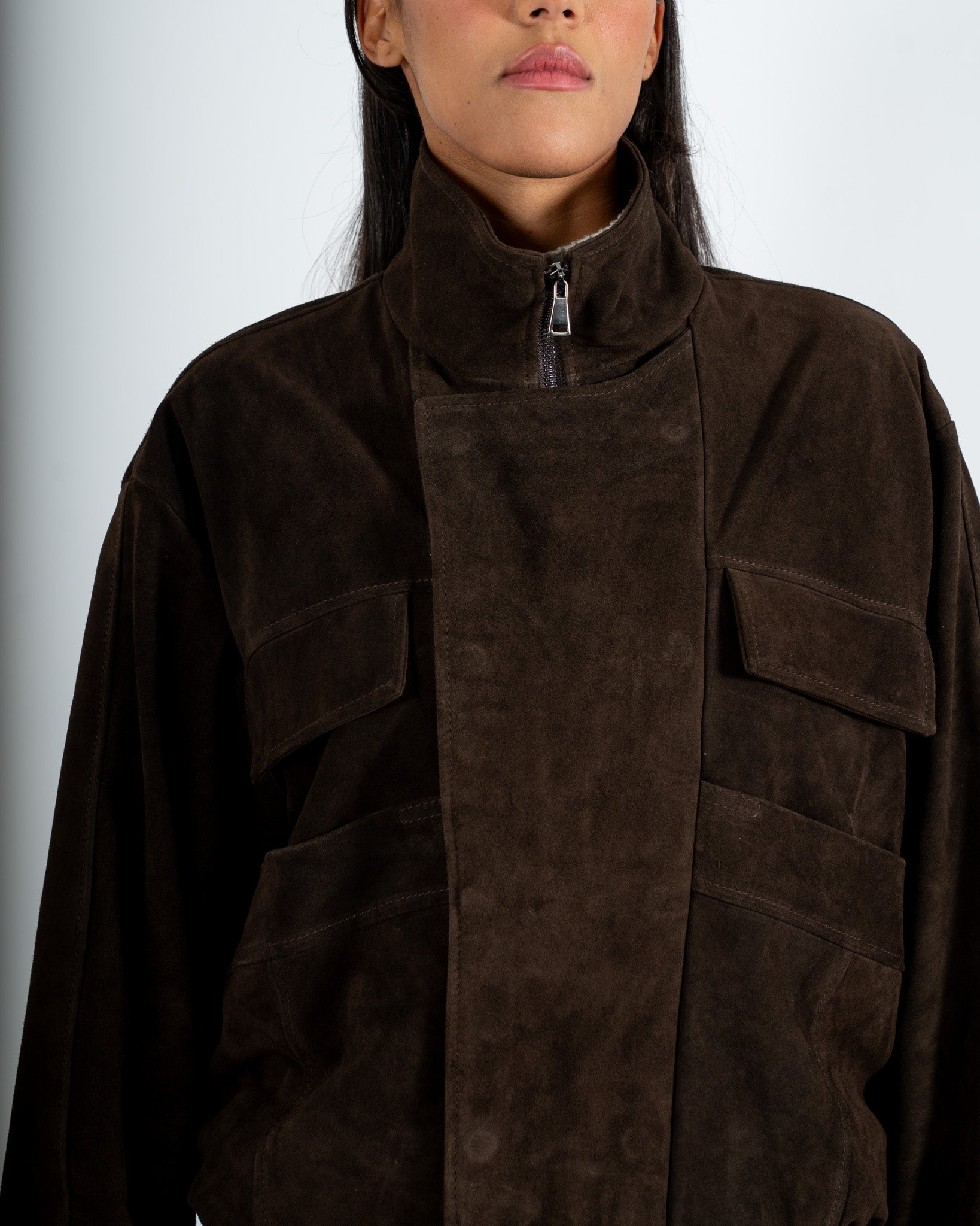 Bomber con cappuccio e zip in crosta vintage - Ivanka