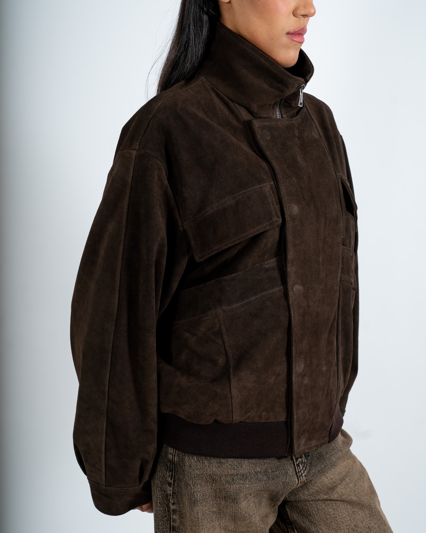 Bomber con cappuccio e zip in crosta vintage - Ivanka