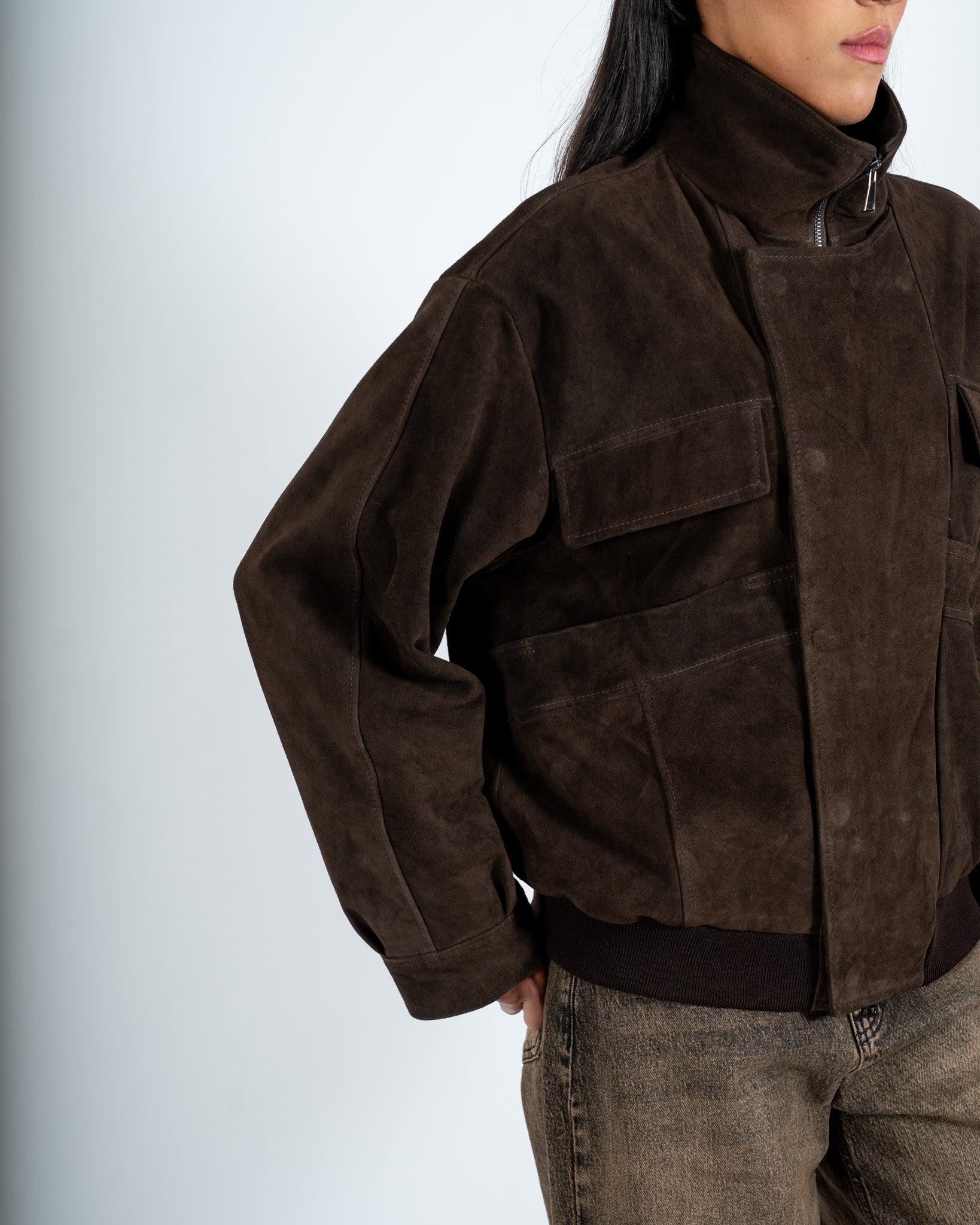 Bomber con cappuccio e zip in crosta vintage - Ivanka