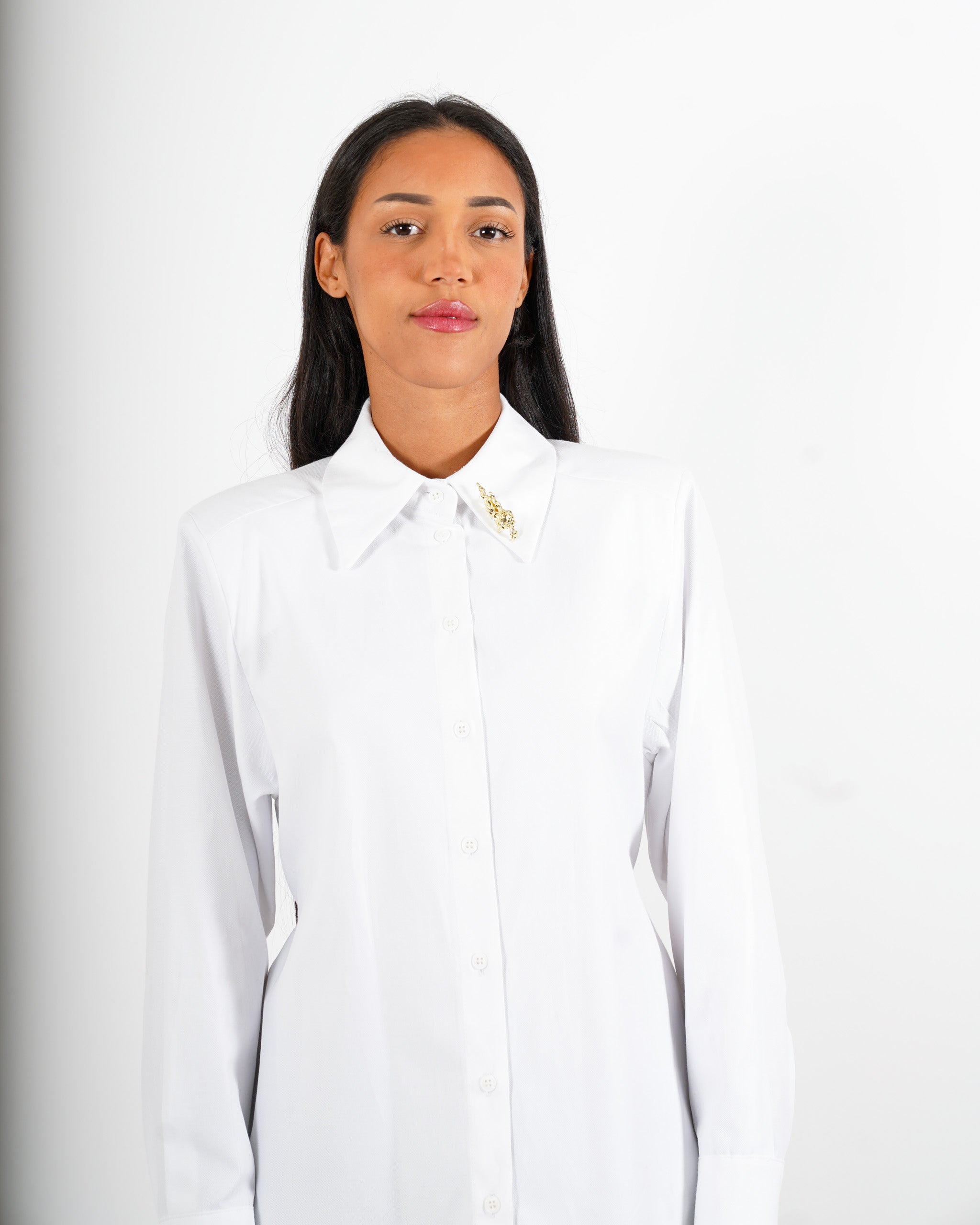 Camicia regular fit con spilla sul collo e coulisse - Tanisha