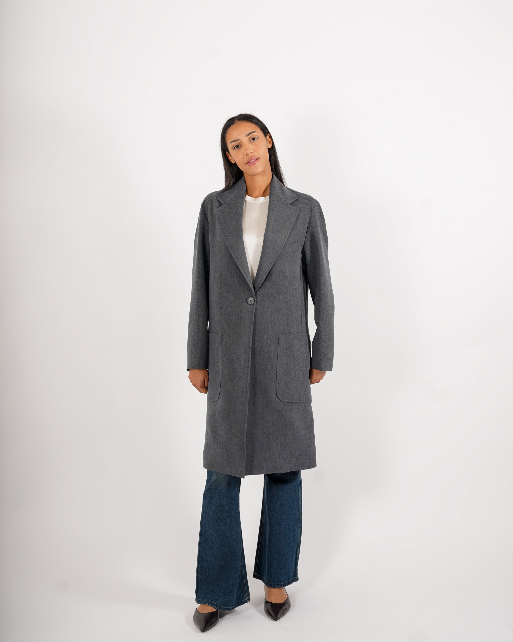 Cappotto lungo con tasche frontali - Diomede