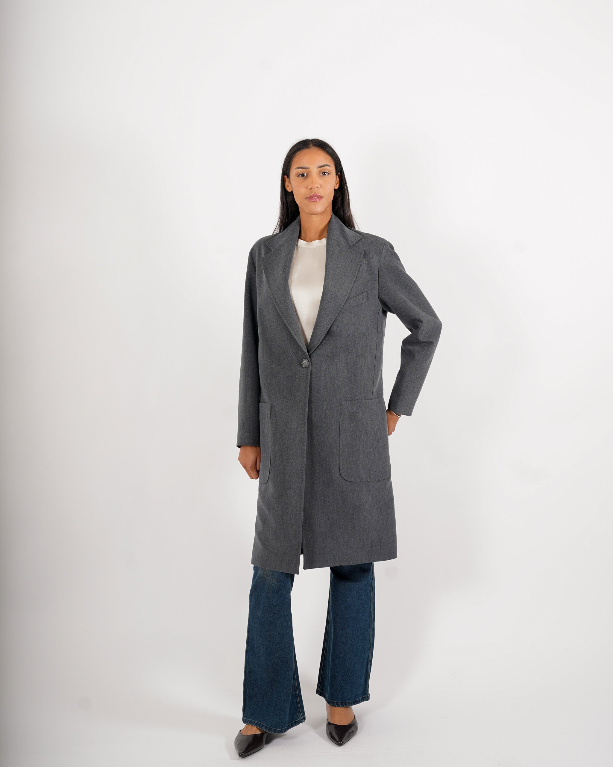 Cappotto lungo con tasche frontali - Diomede
