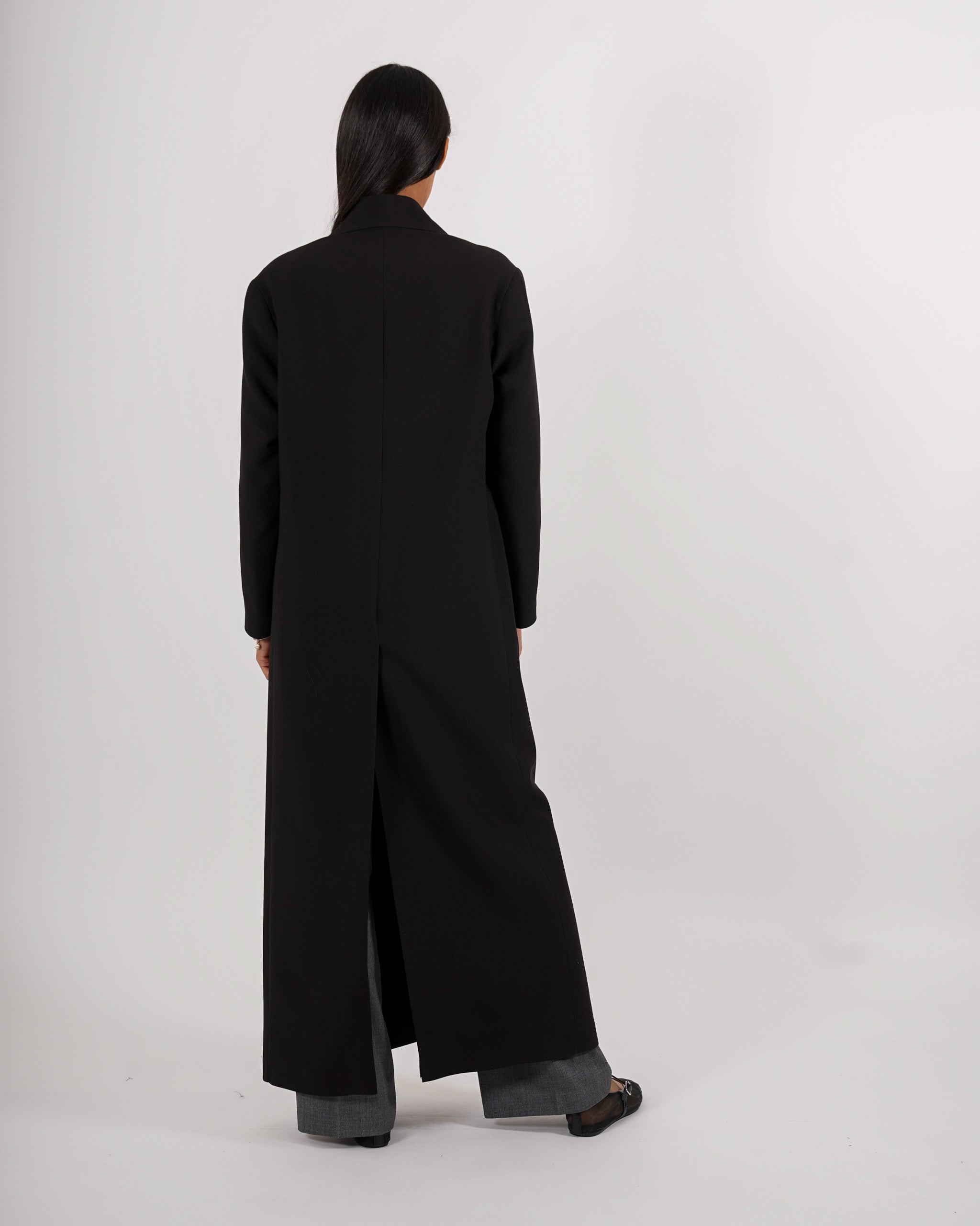 Cappotto lungo monopetto in frescolana - Plinia