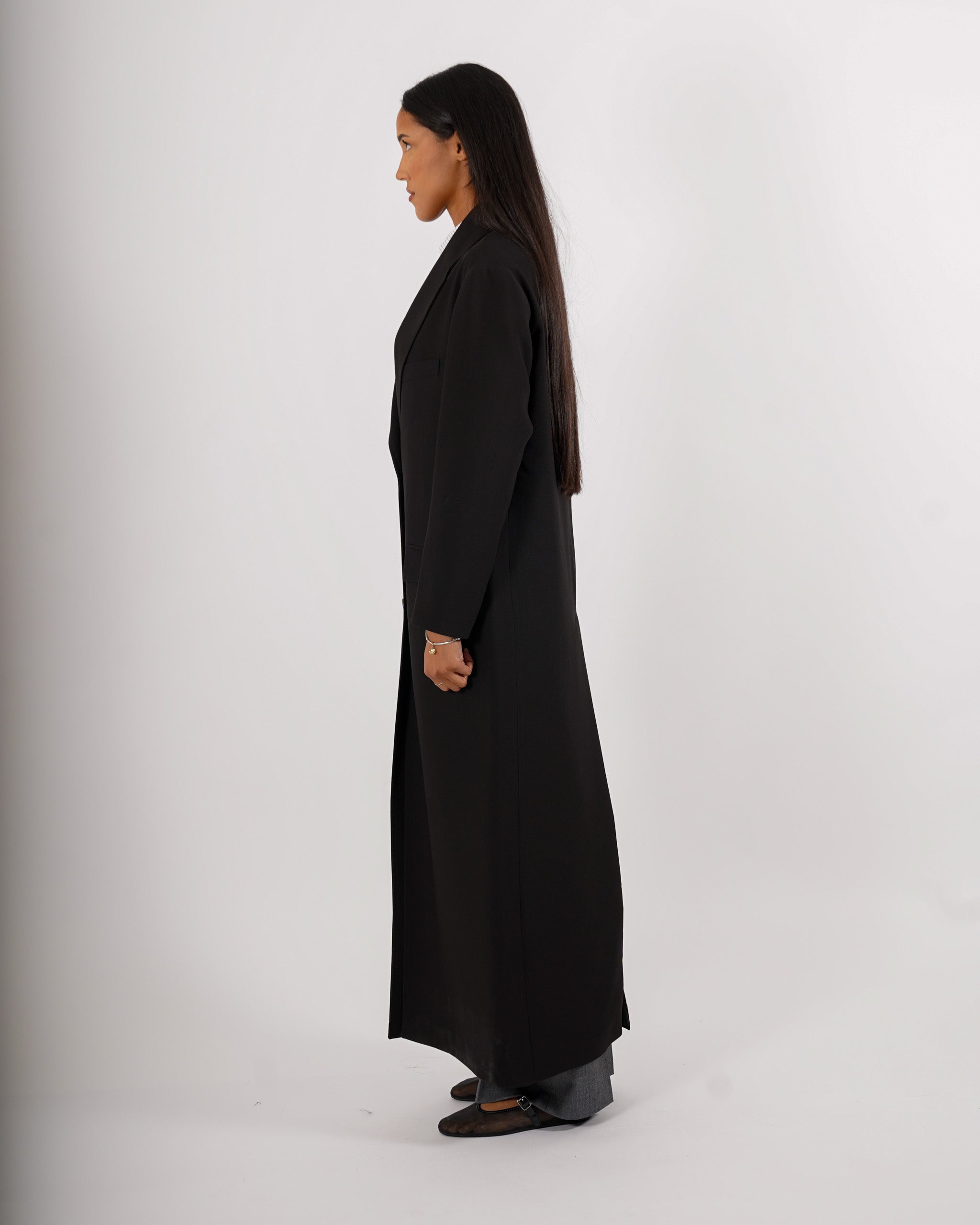 Cappotto lungo monopetto in frescolana - Plinia