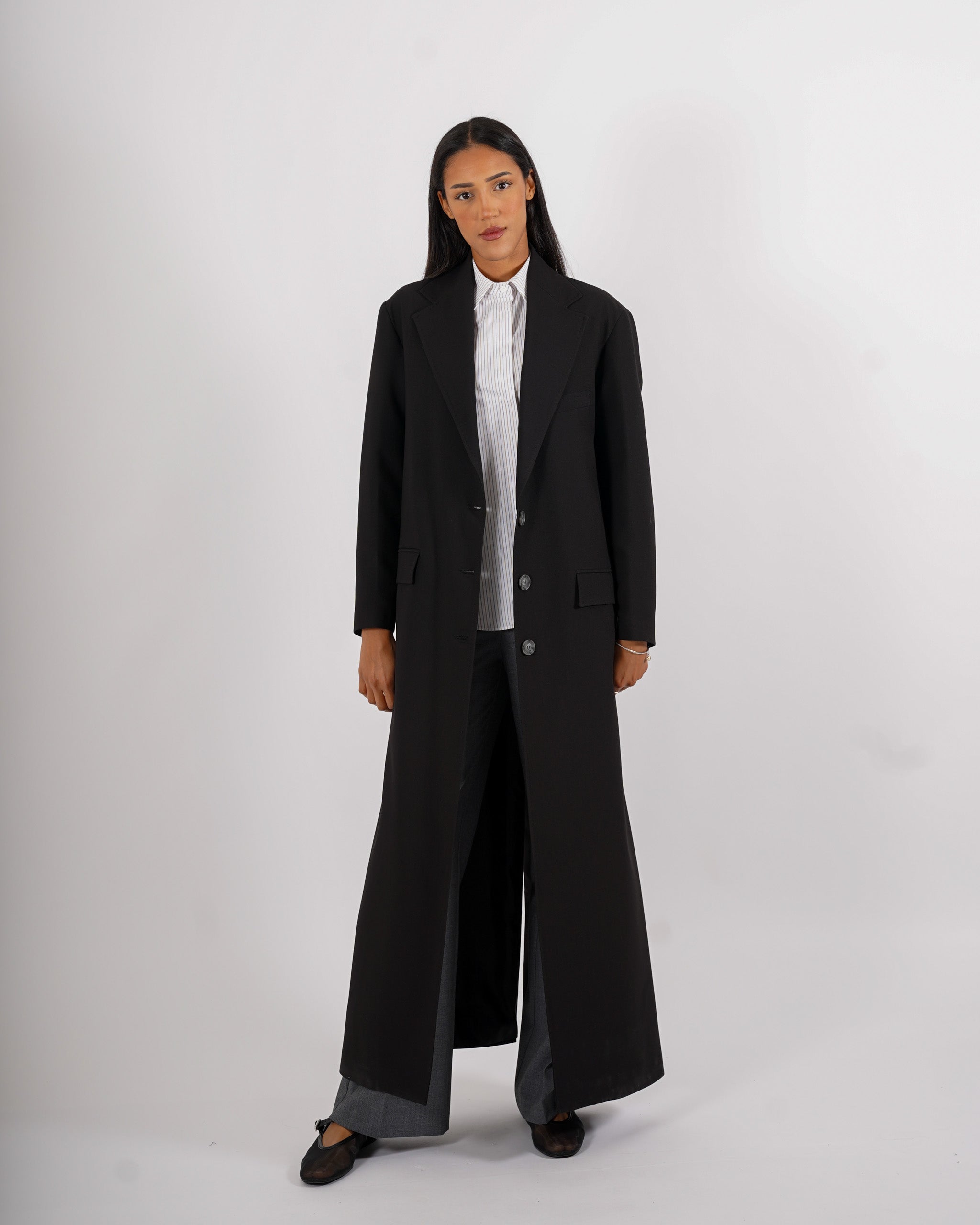 Cappotto lungo monopetto in frescolana - Plinia