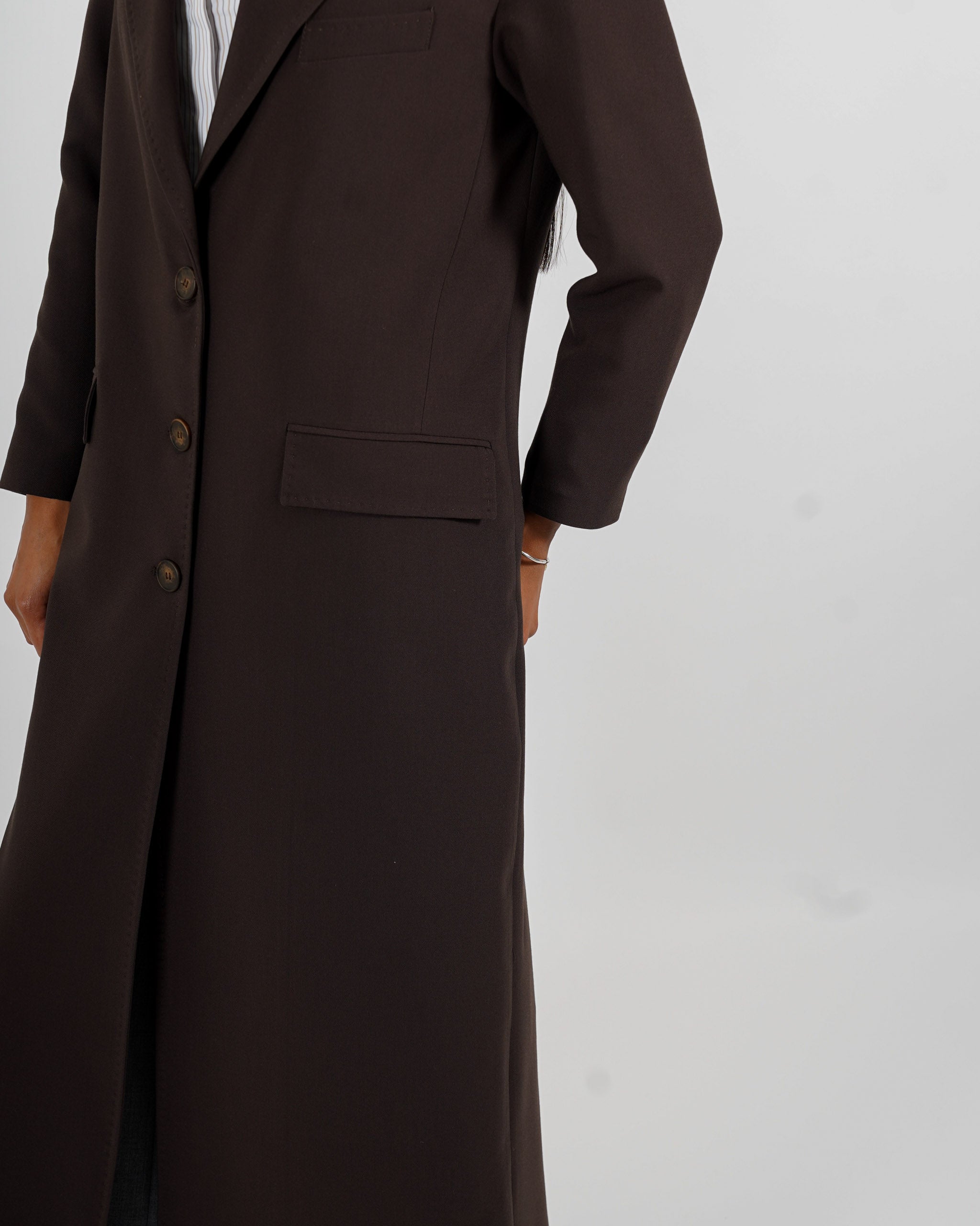 Cappotto lungo monopetto in frescolana - Plinia