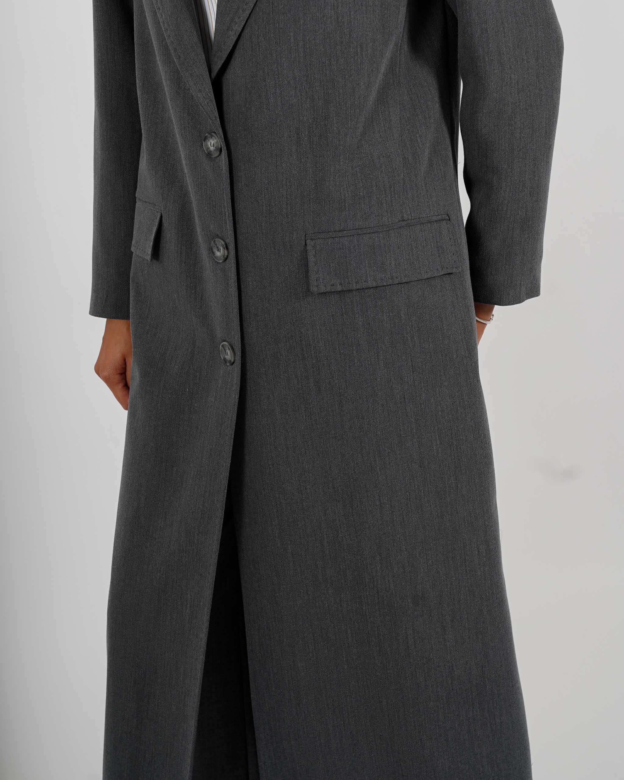 Cappotto lungo monopetto in frescolana - Plinia