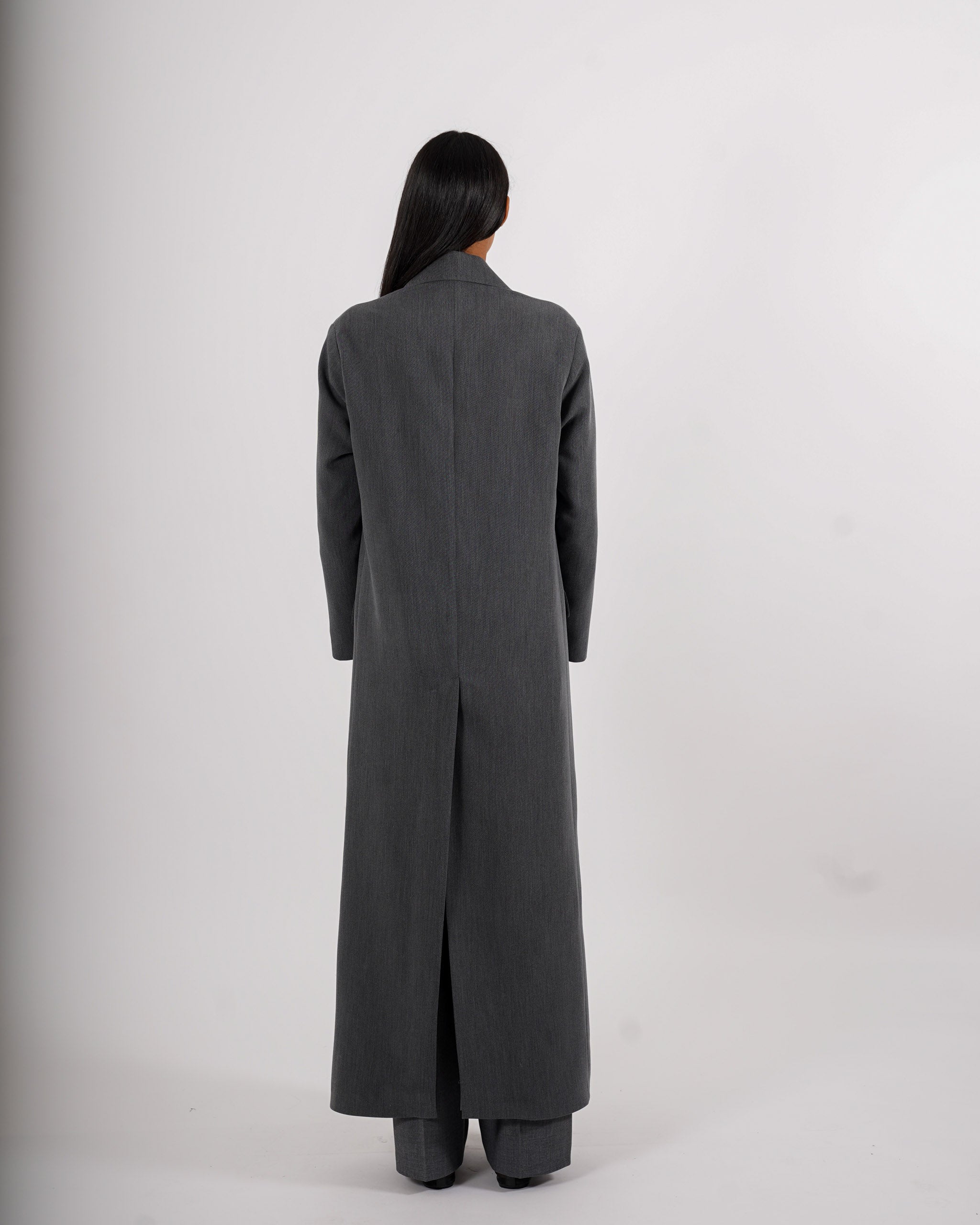 Cappotto lungo monopetto in frescolana - Plinia