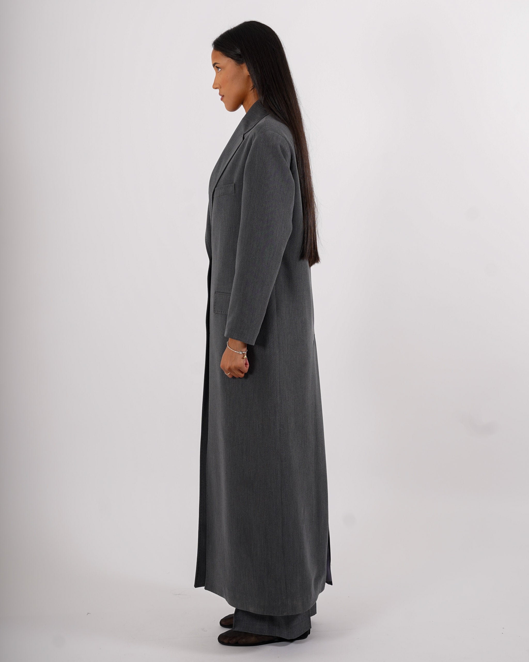 Cappotto lungo monopetto in frescolana - Plinia