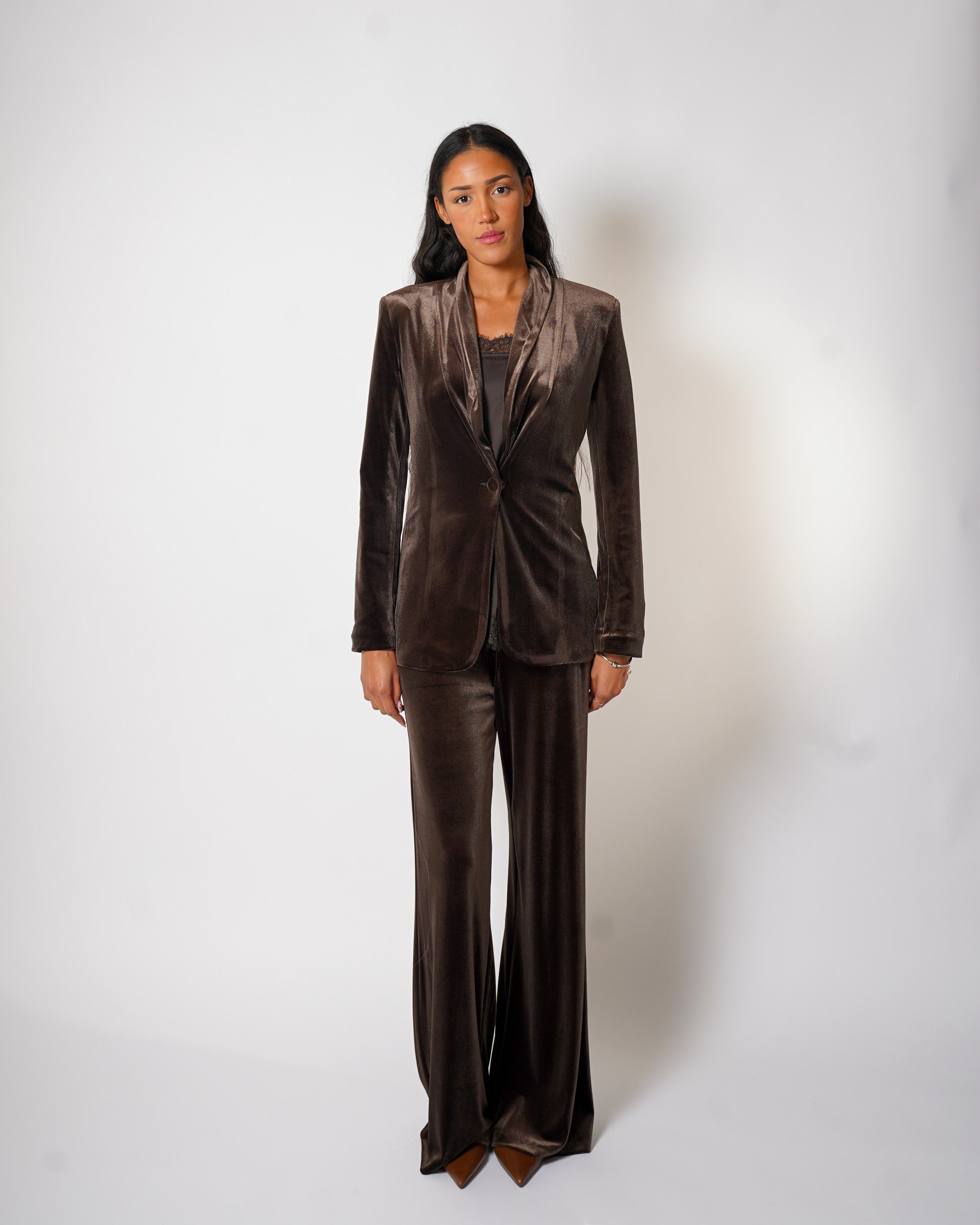 Giacca monopetto in velluto liscio - Alberta