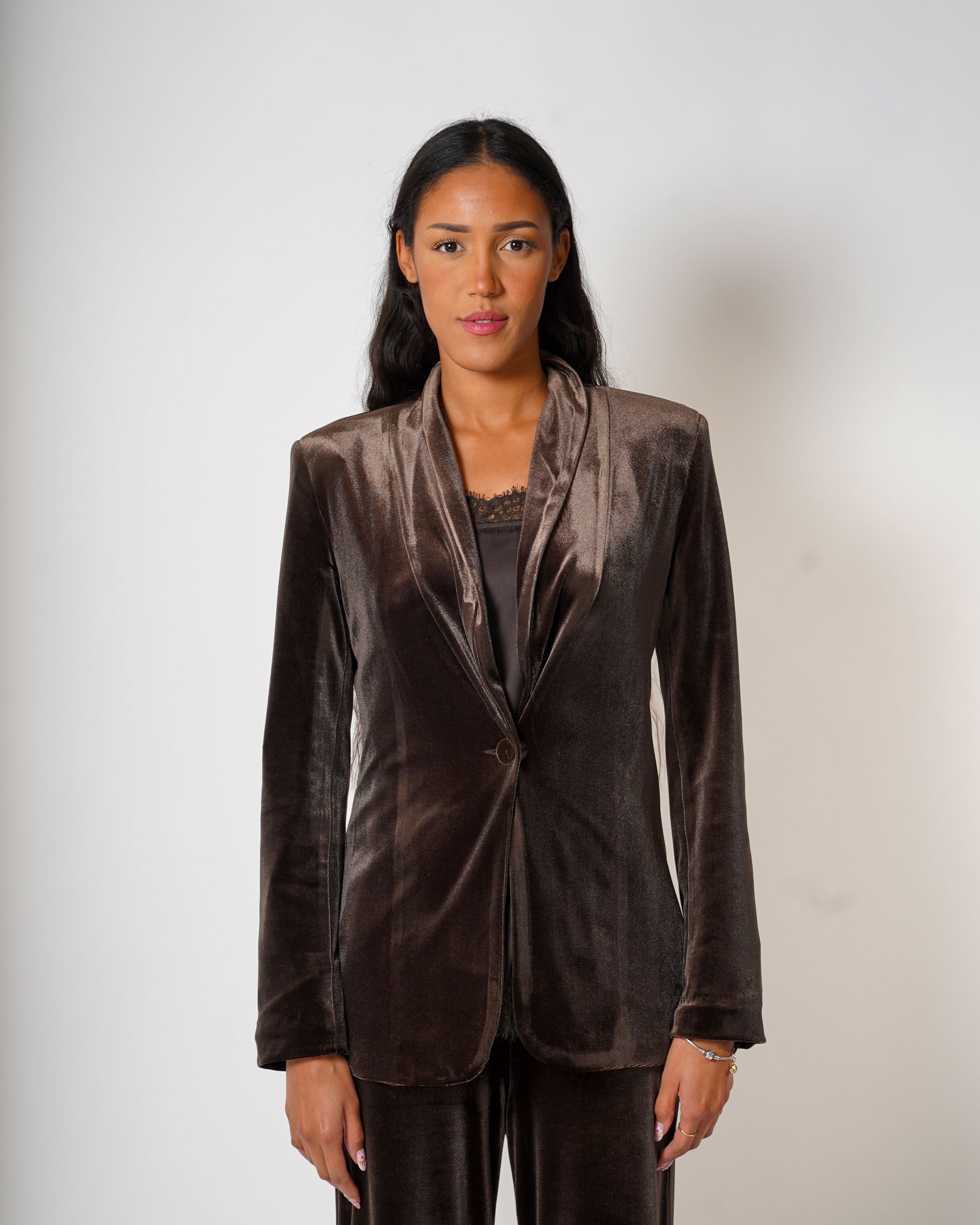 Giacca monopetto in velluto liscio - Alberta