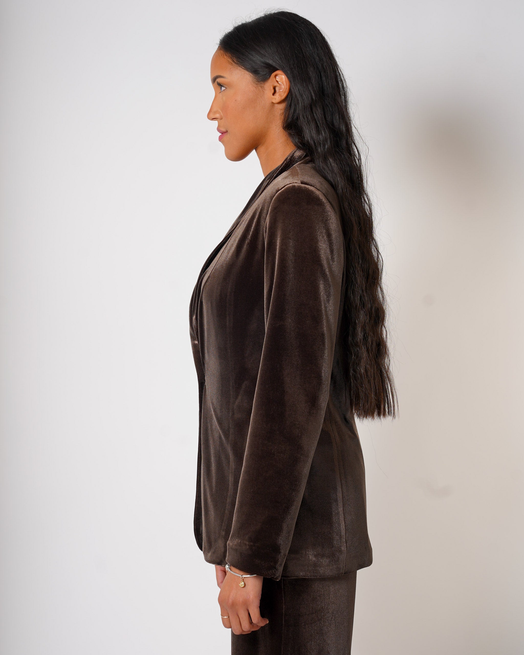 Giacca monopetto in velluto liscio - Alberta