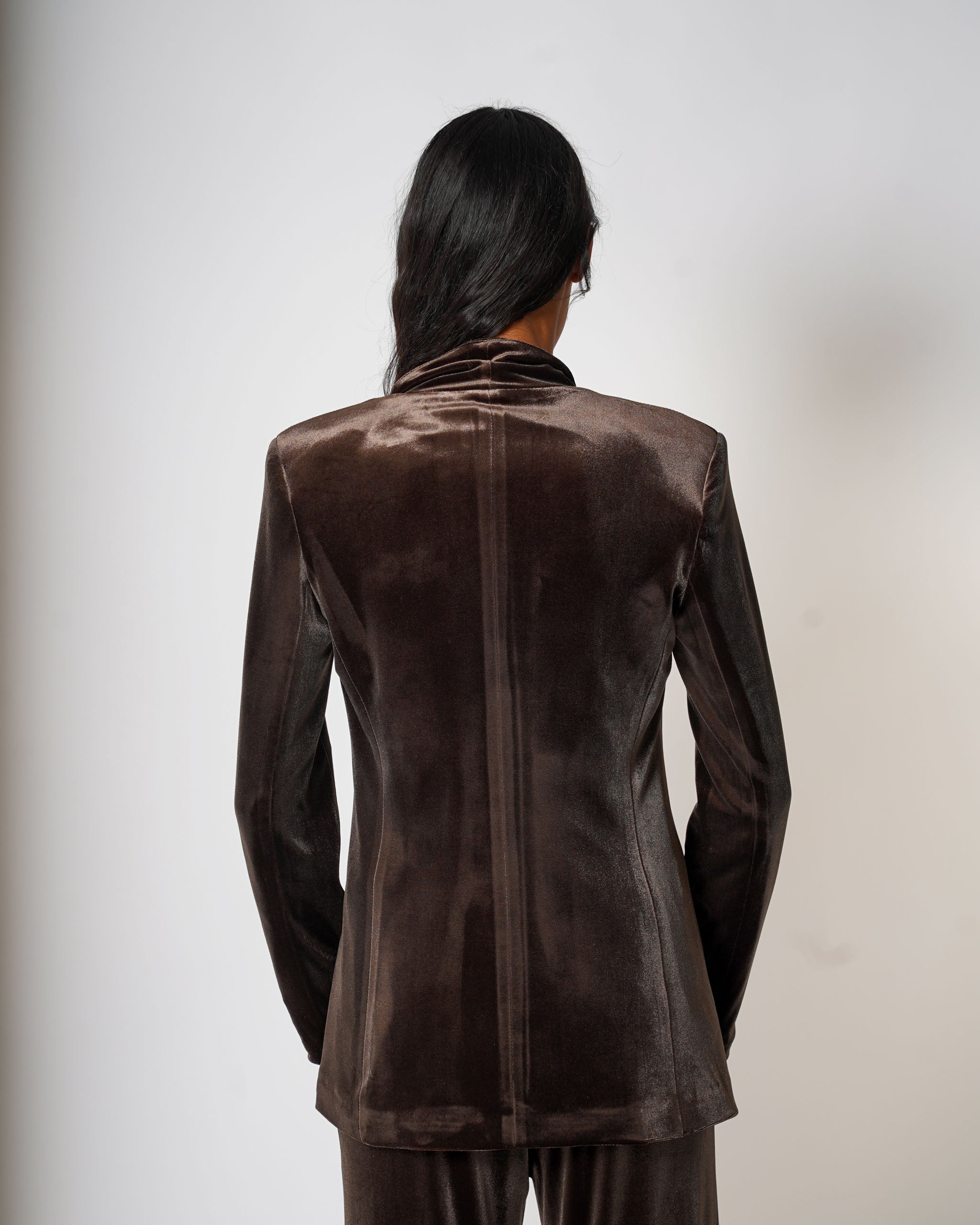 Giacca monopetto in velluto liscio - Alberta