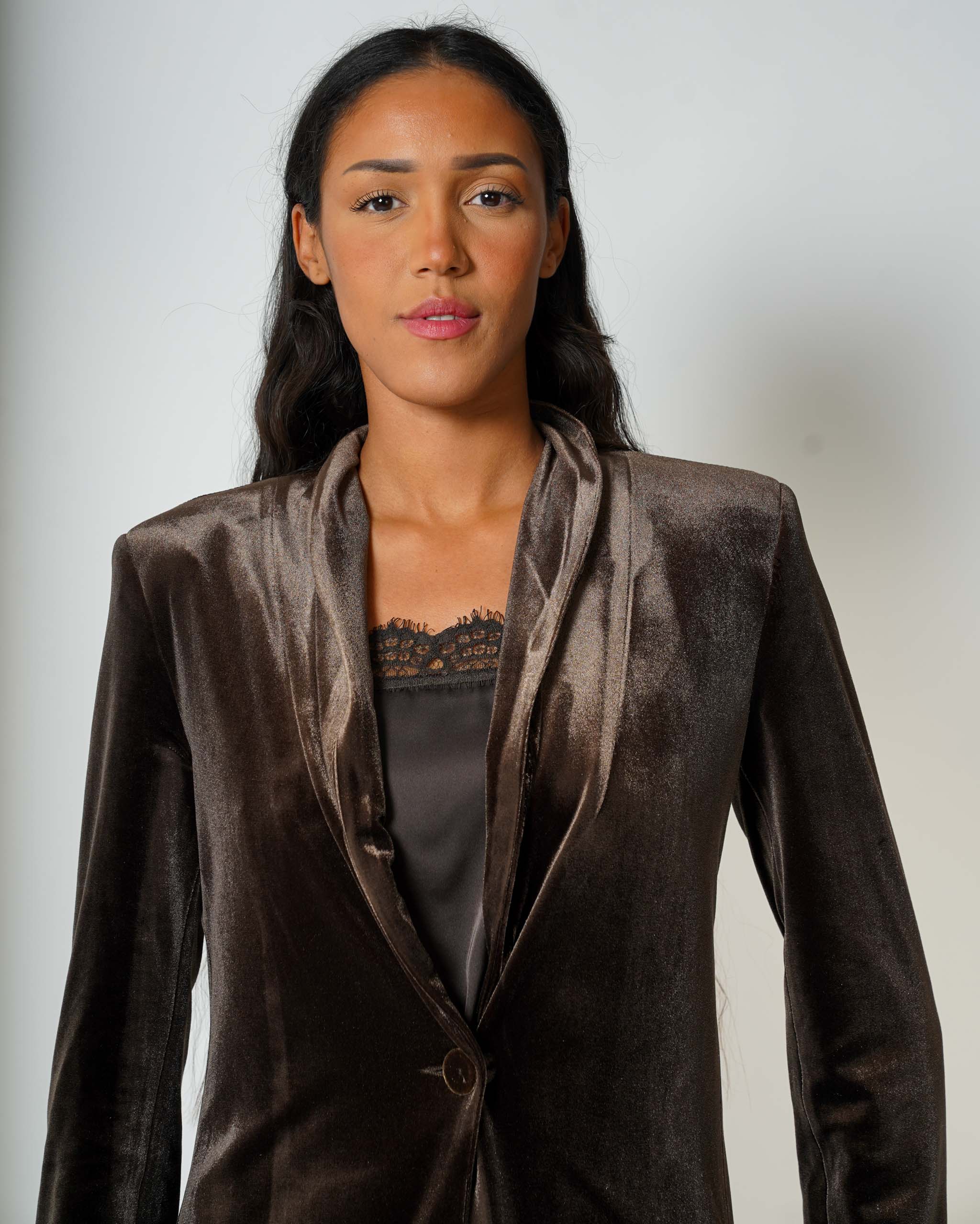 Giacca monopetto in velluto liscio - Alberta