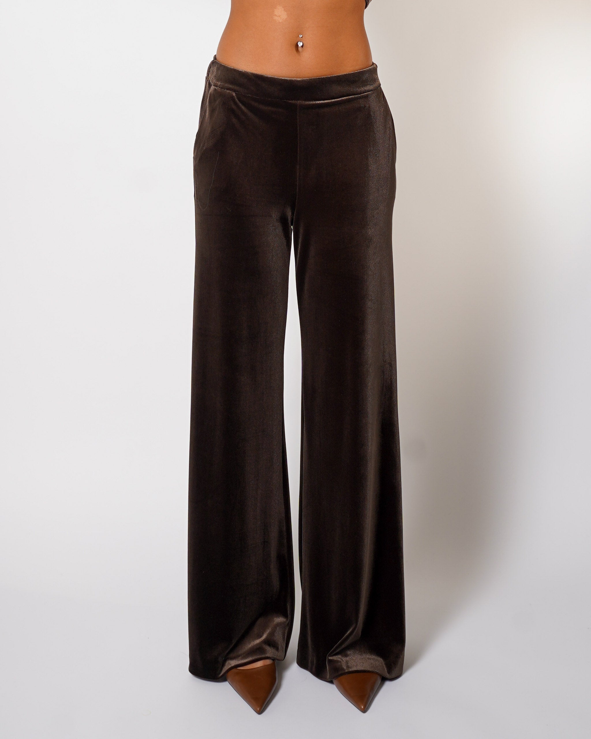 Pantaloni vita alta in velluto liscio - Madrigal