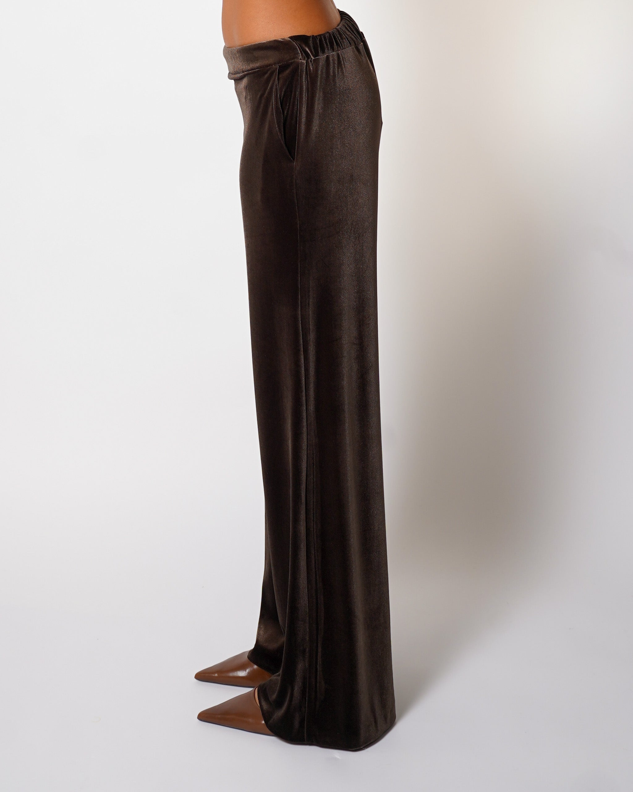 Pantaloni vita alta in velluto liscio - Madrigal