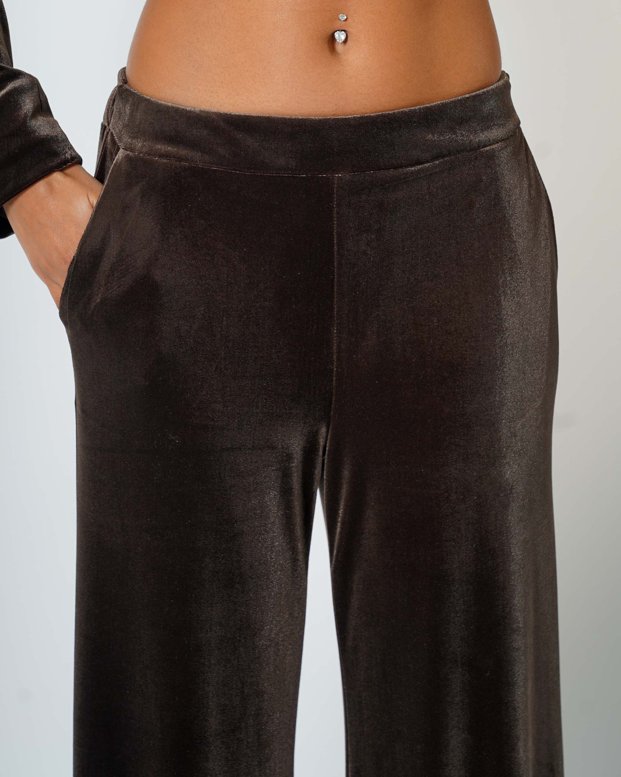 Pantaloni vita alta in velluto liscio - Madrigal