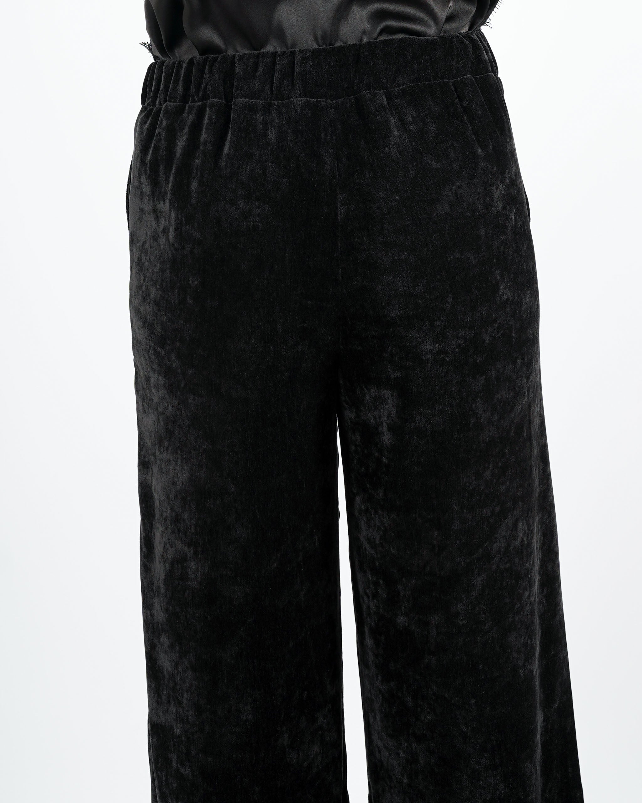 Pantaloni vita alta in velluto liscio - Madrigal