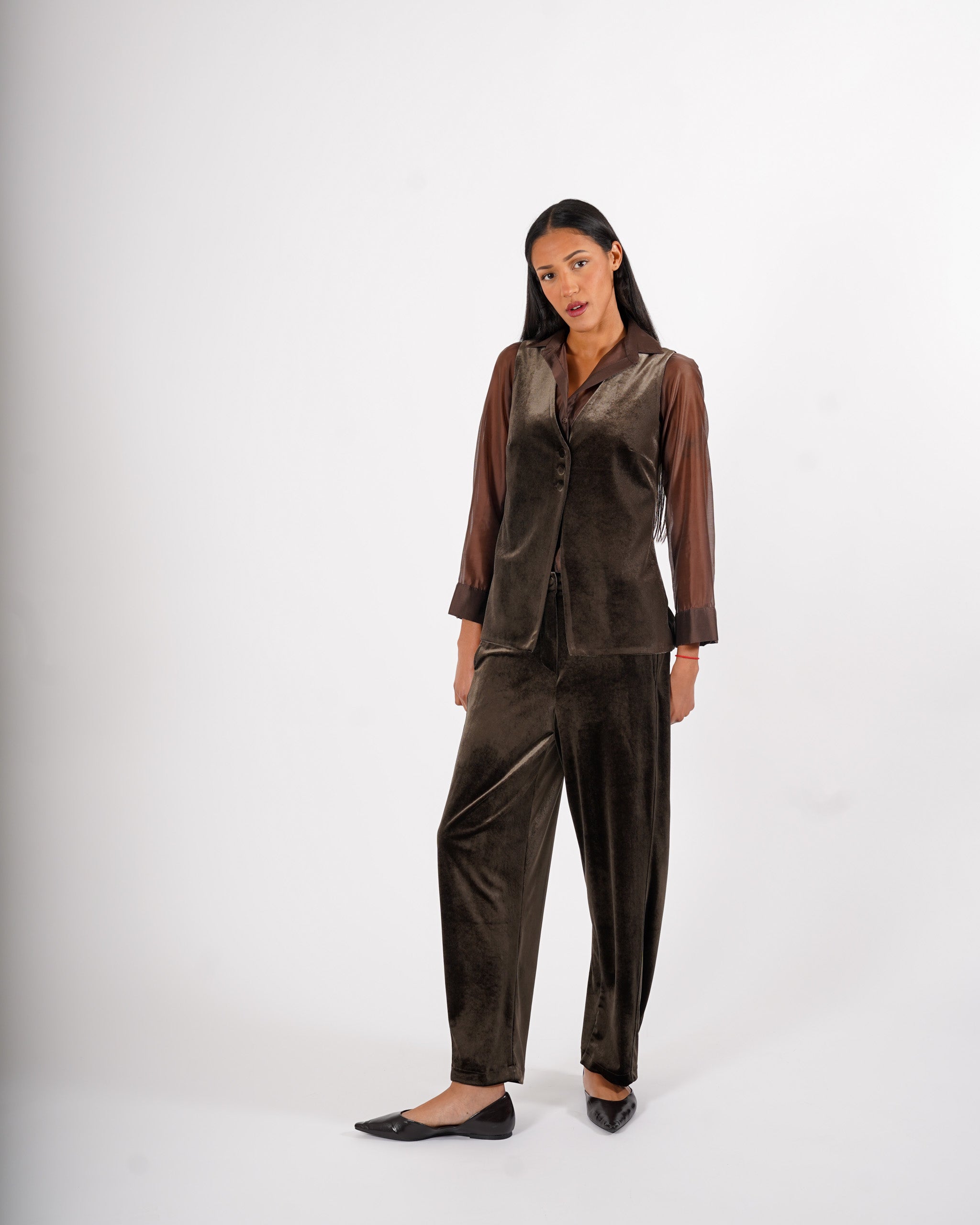 Gilet monopetto in velluto liscio - Tiranna