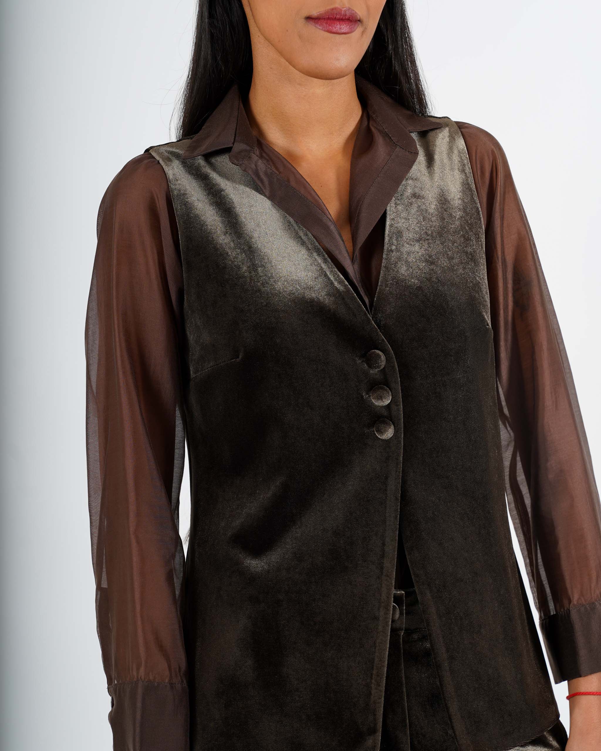 Gilet monopetto in velluto liscio - Tiranna