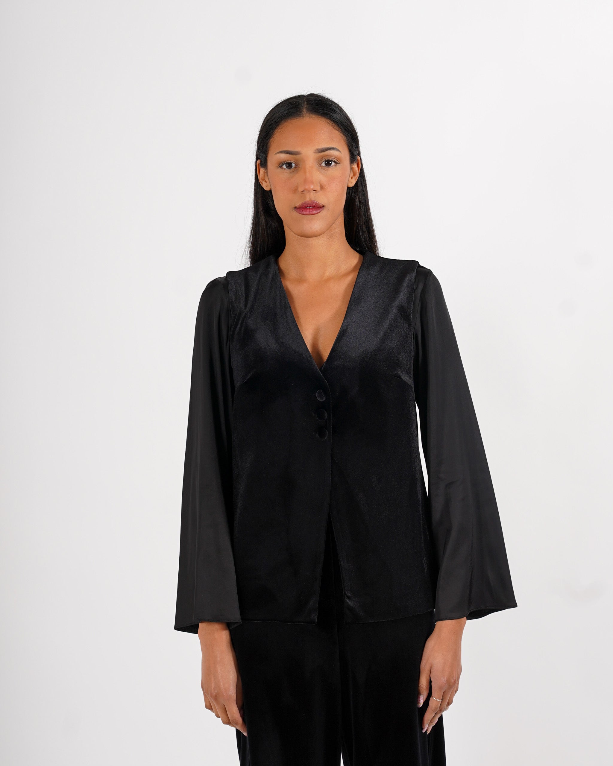 Gilet monopetto in velluto liscio - Tiranna