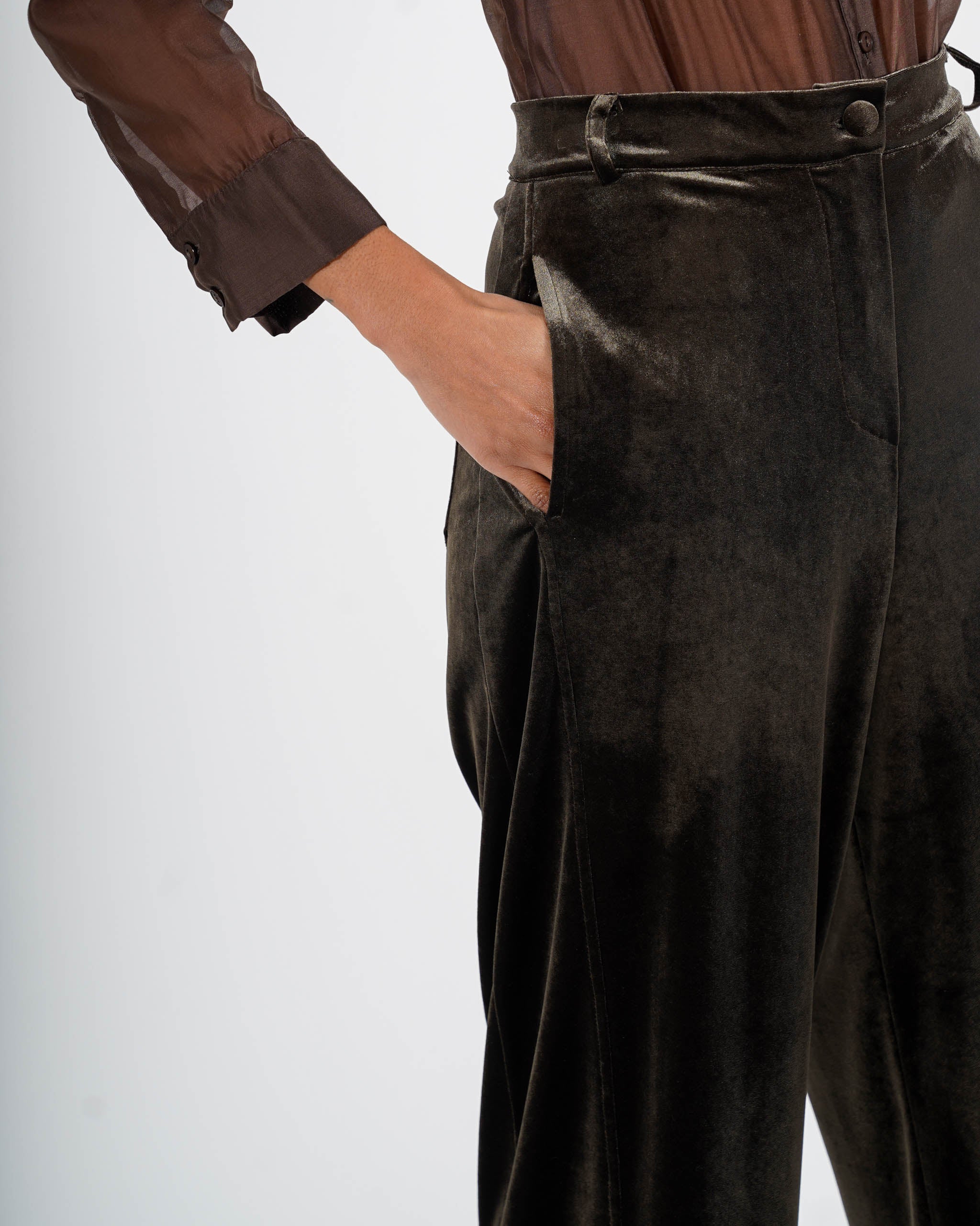 Pantaloni baloon in velluto liscio - Topazia