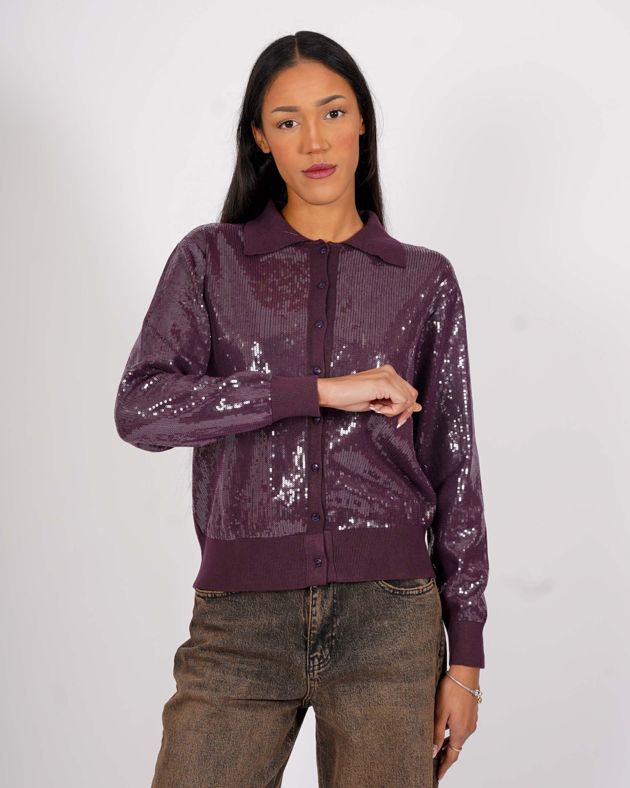 Cardigan in maglia con micro paillettes - Decisa