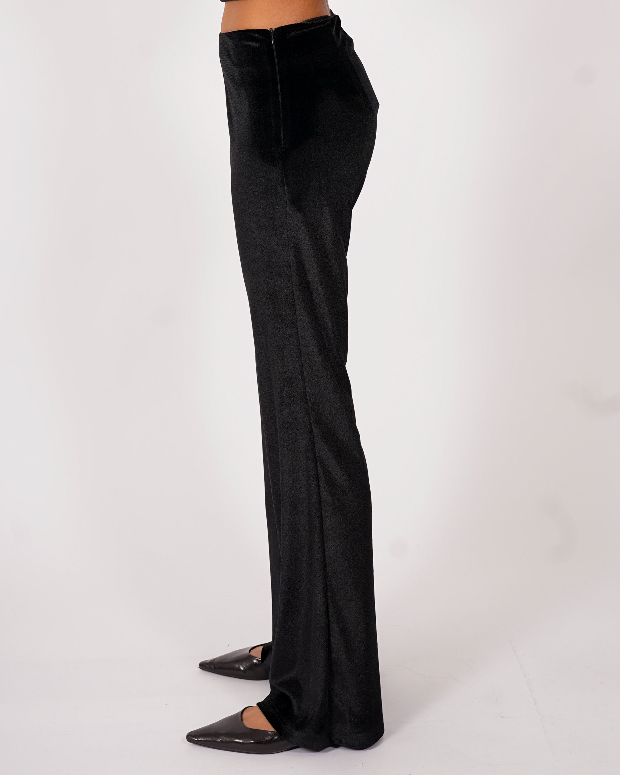 Pantaloni vita alta in velluto liscio - Sveglia