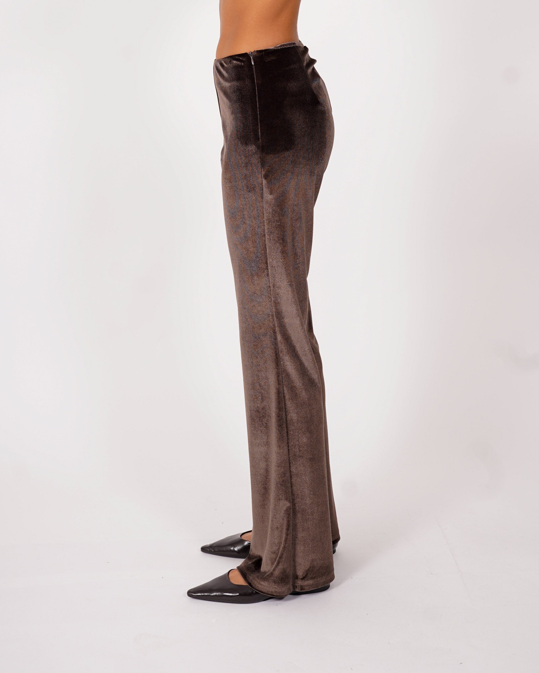 Pantaloni vita alta in velluto liscio - Sveglia