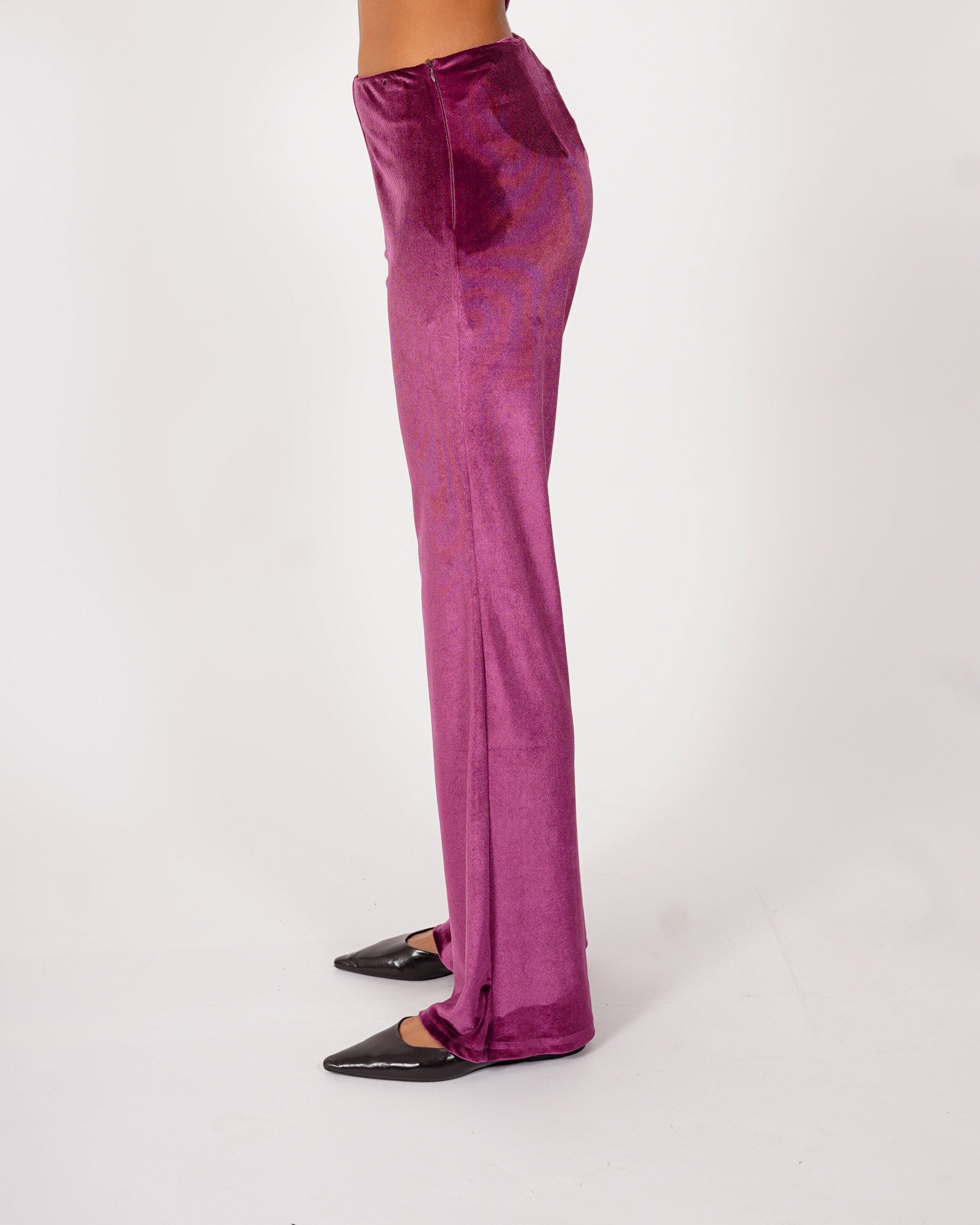 Pantaloni vita alta in velluto liscio - Sveglia