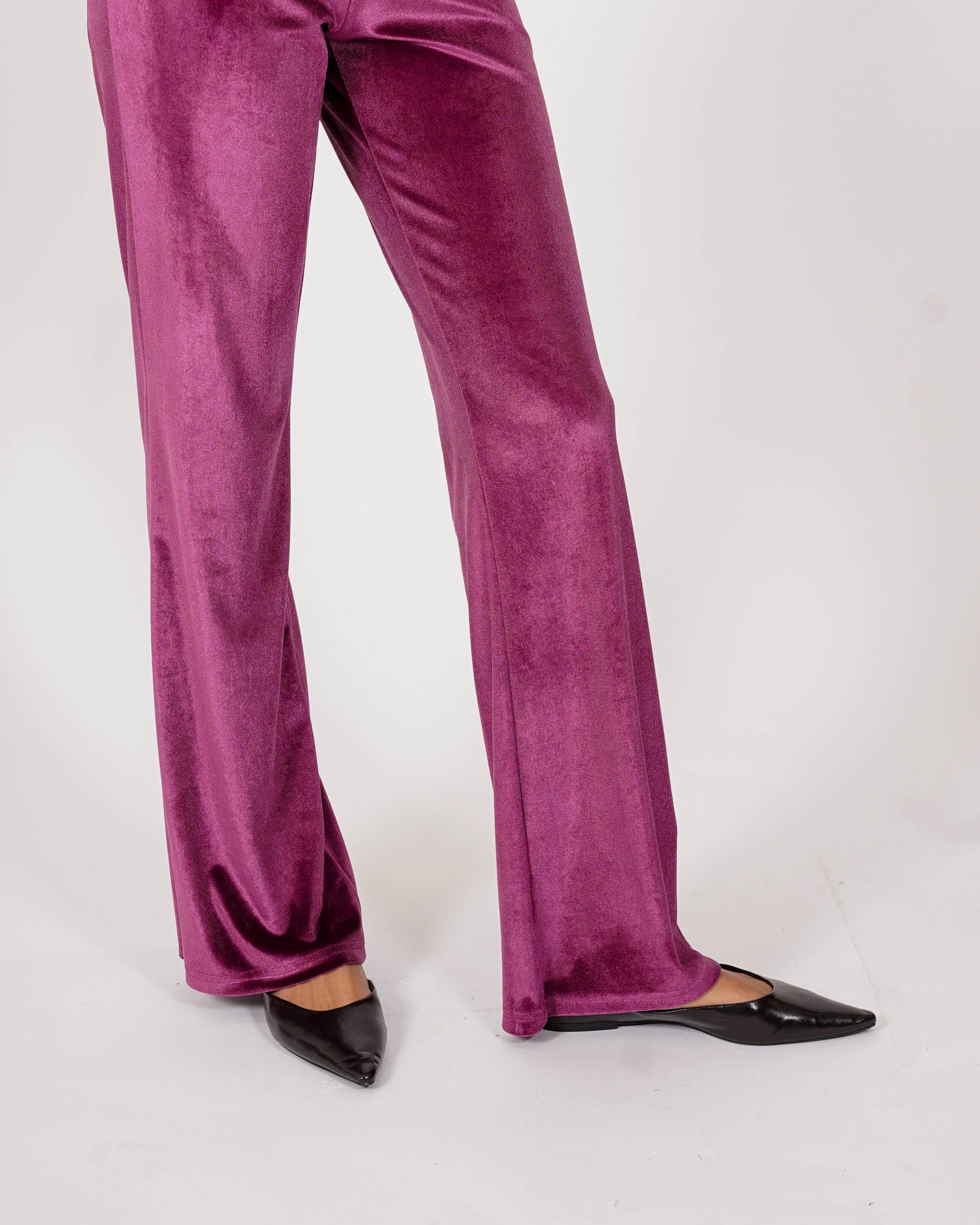 Pantaloni vita alta in velluto liscio - Sveglia