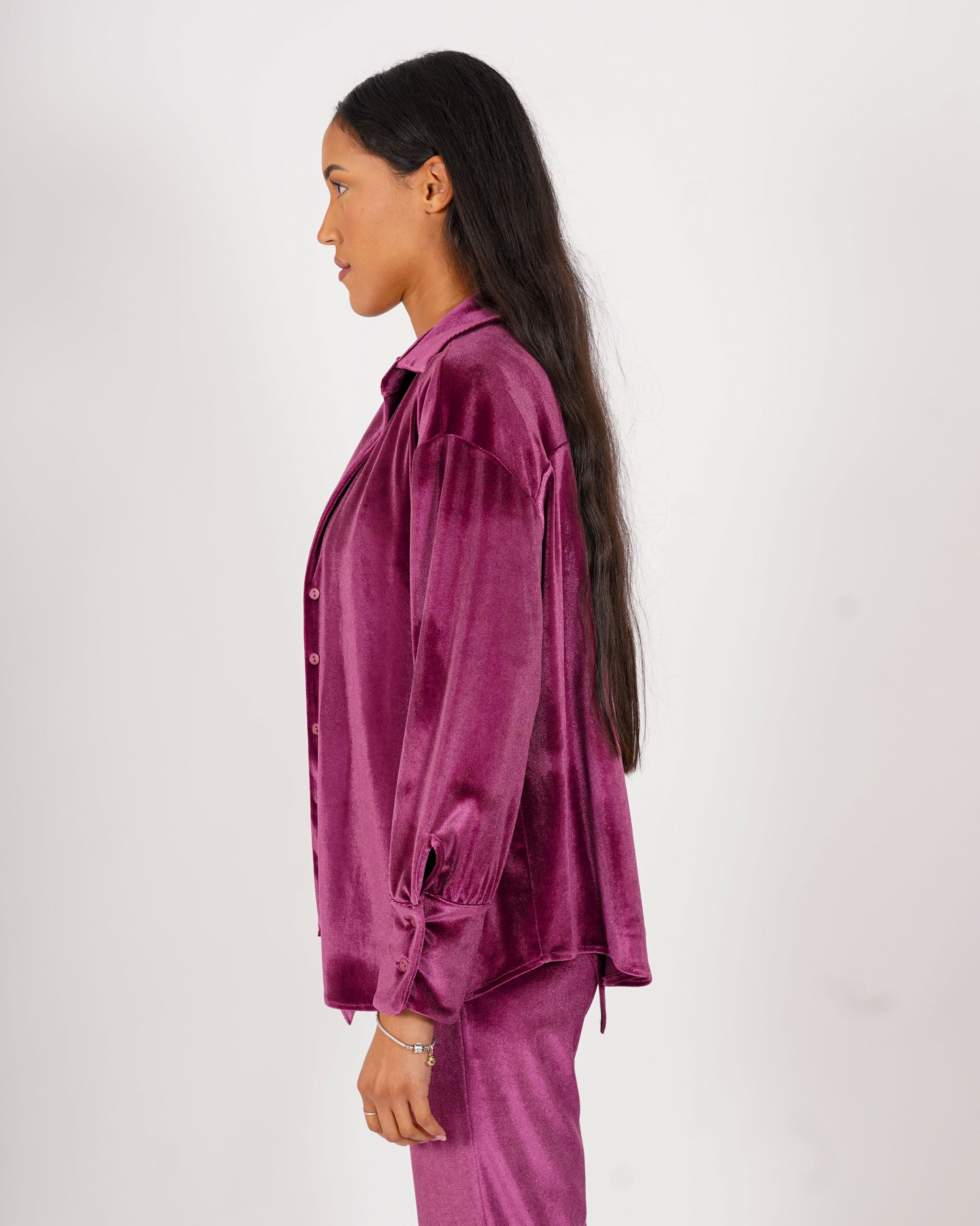 Camicia slim fit in velluto liscio - Leggera