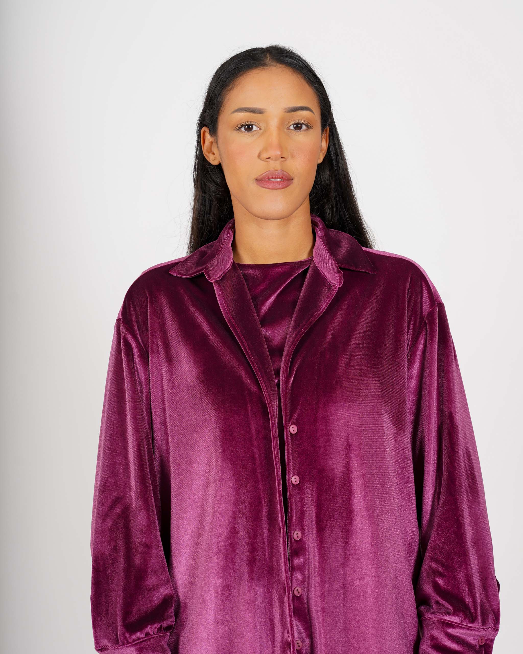 Camicia slim fit in velluto liscio - Leggera