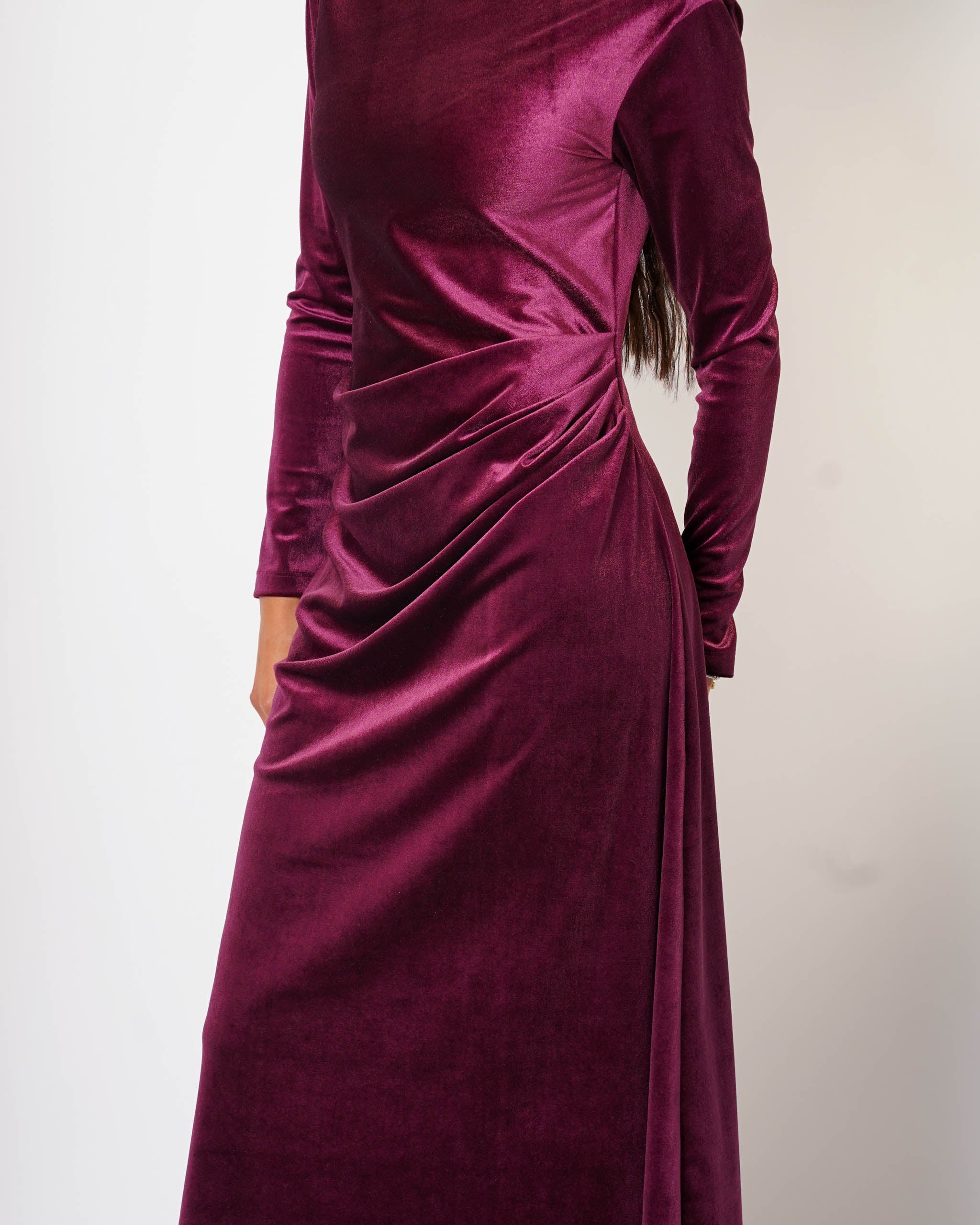 Abito lungo con spacco in velluto liscio - Delusa