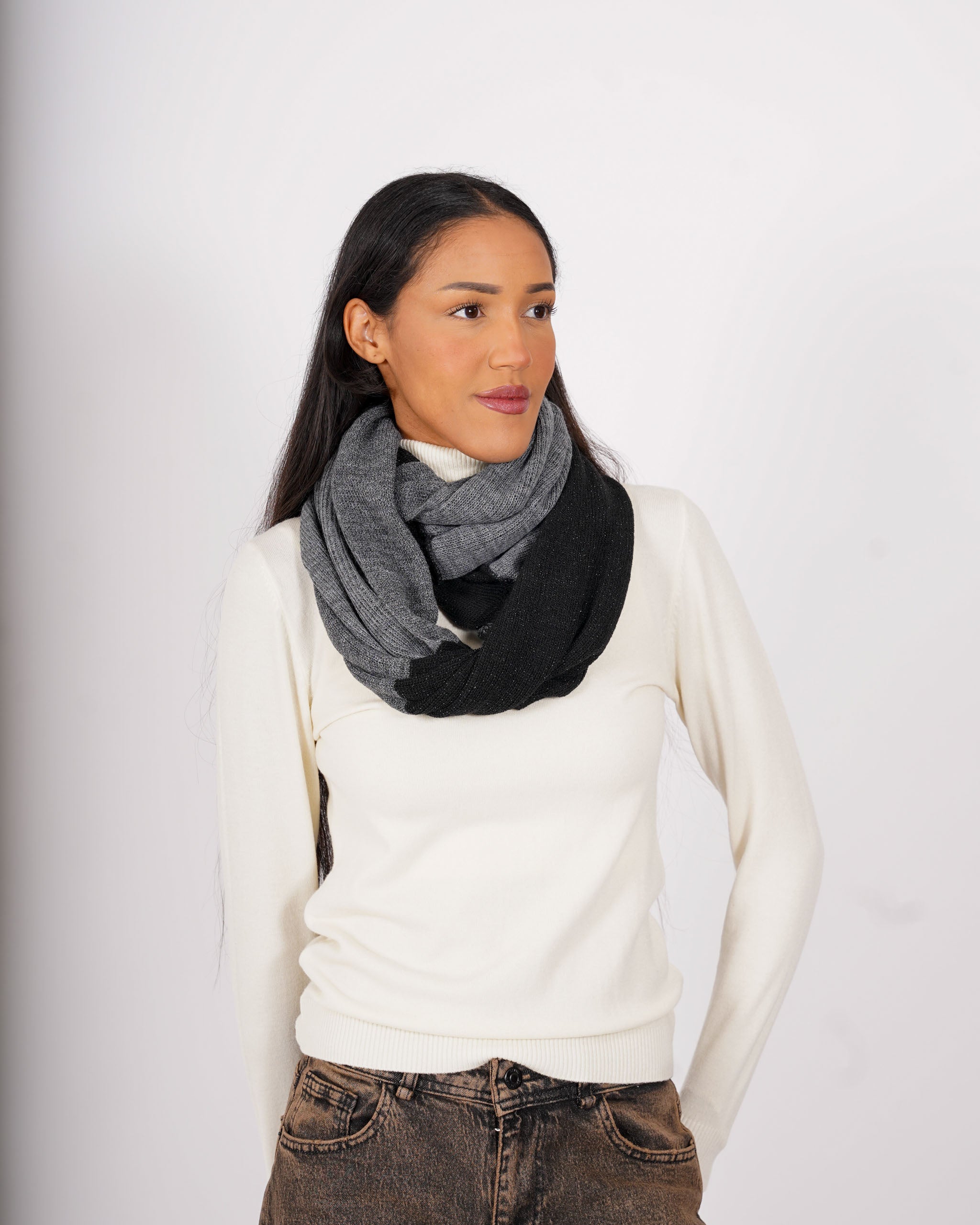 Collo bicolor in maglia trama lurex - 1218