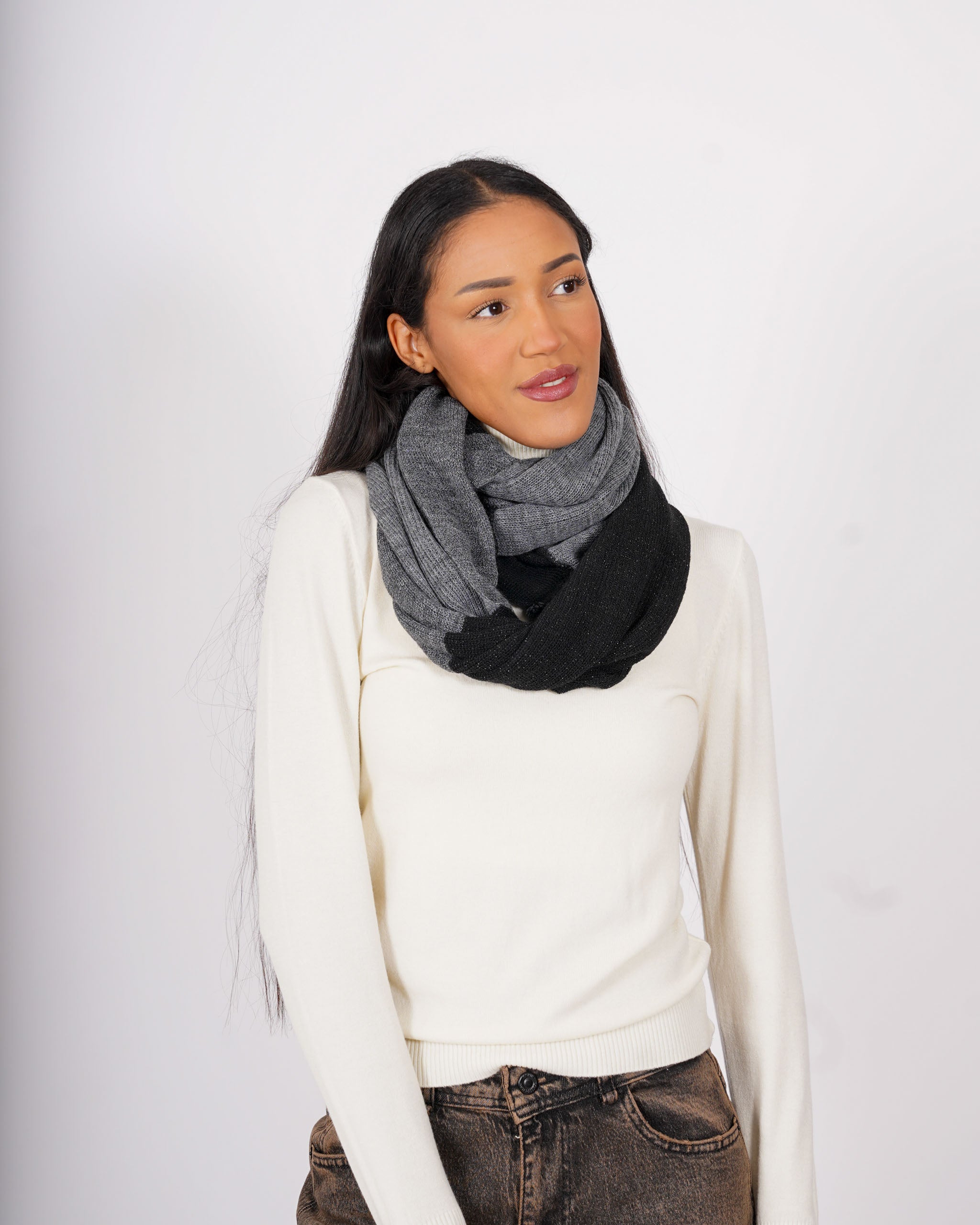 Collo bicolor in maglia trama lurex - 1218