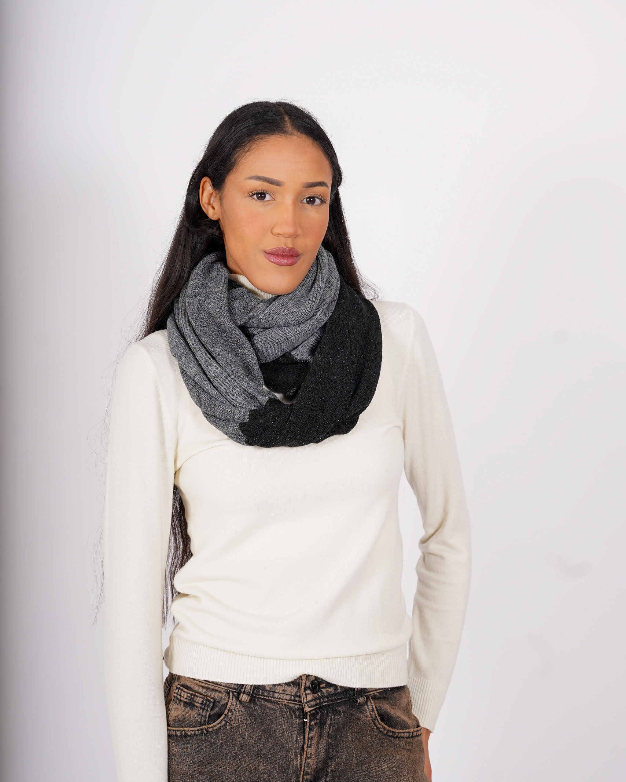 Collo bicolor in maglia trama lurex - 1218