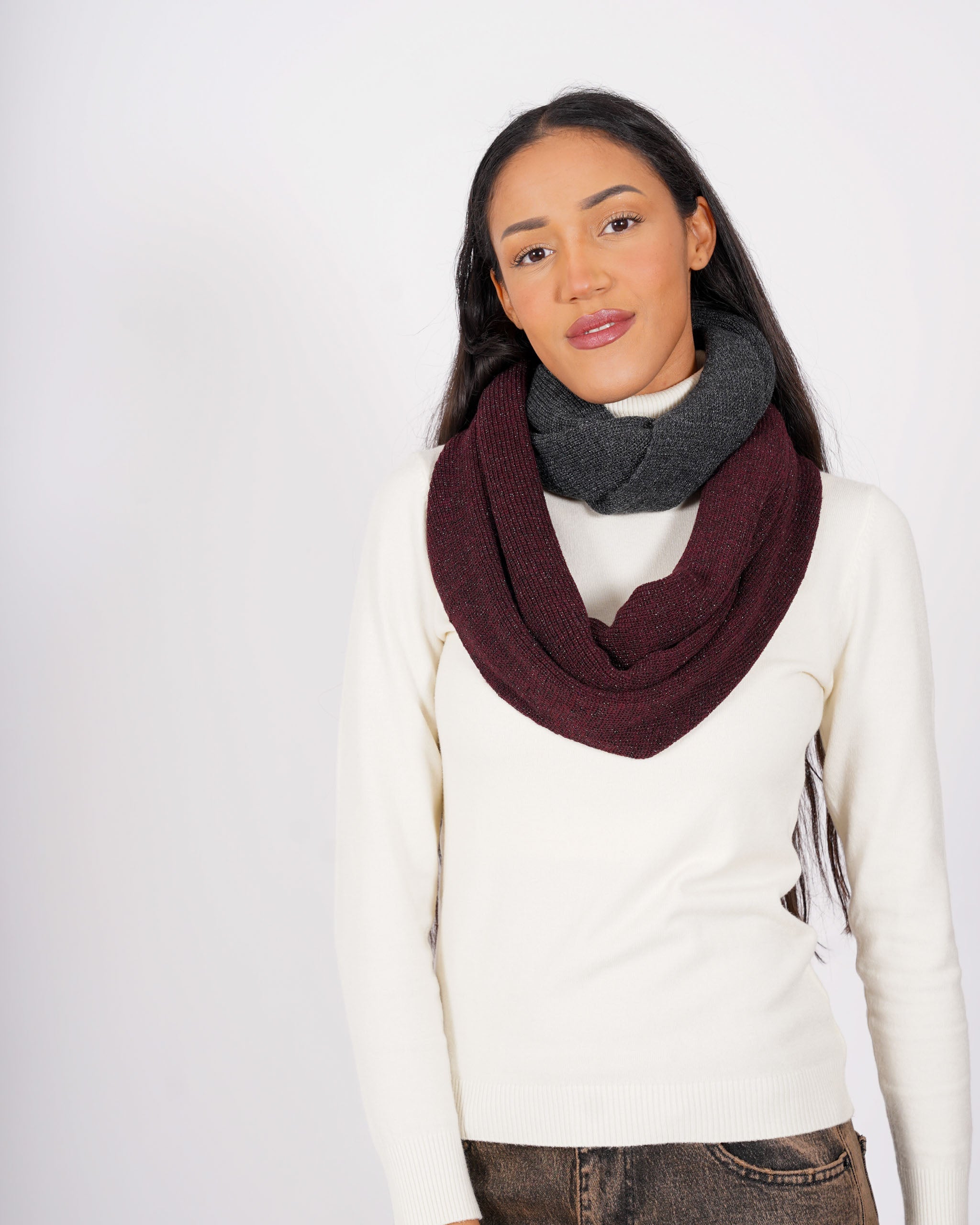 Collo bicolor in maglia trama lurex - 1218