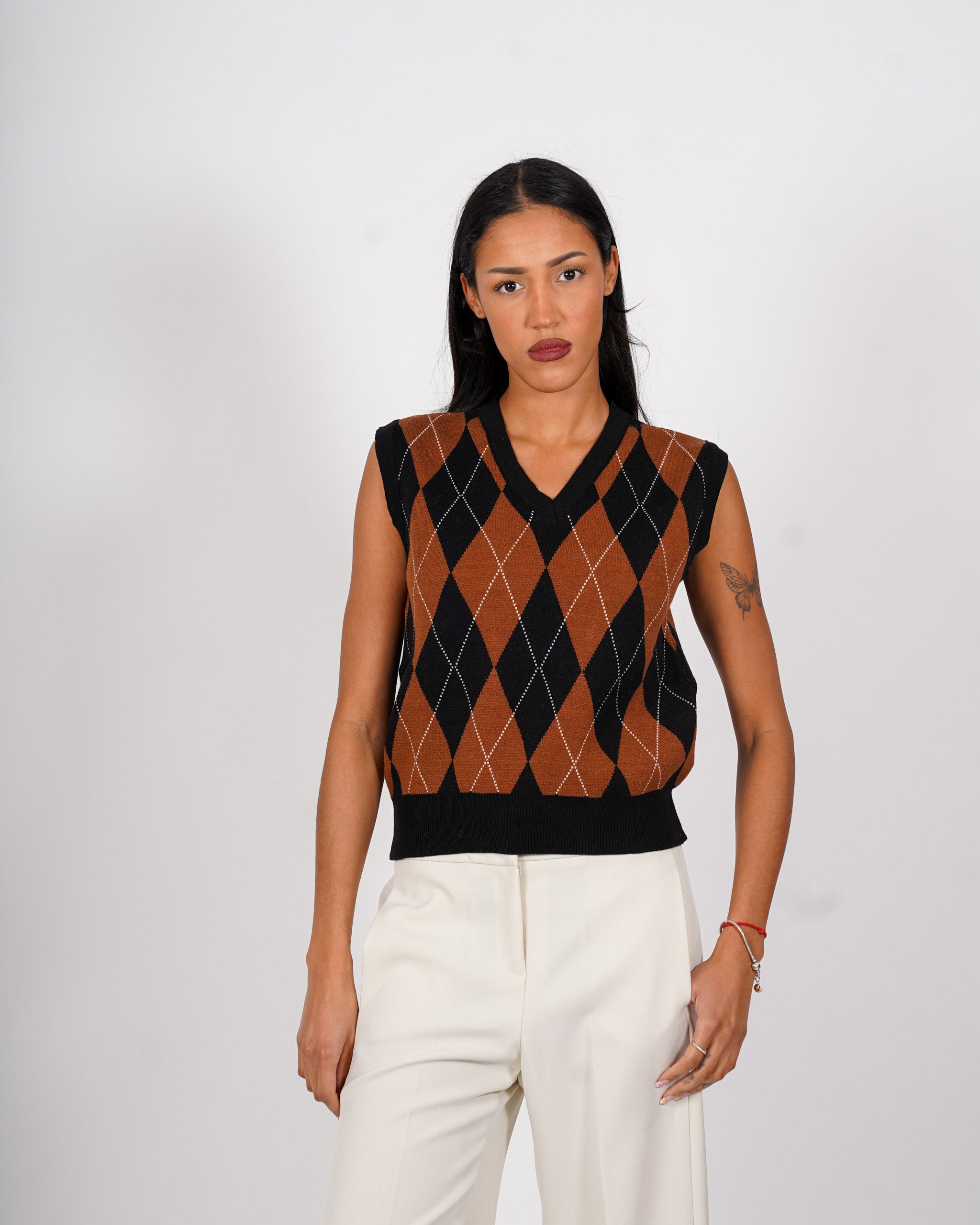 Gilet con losanghe scollo v smanicato - Rabbiosa