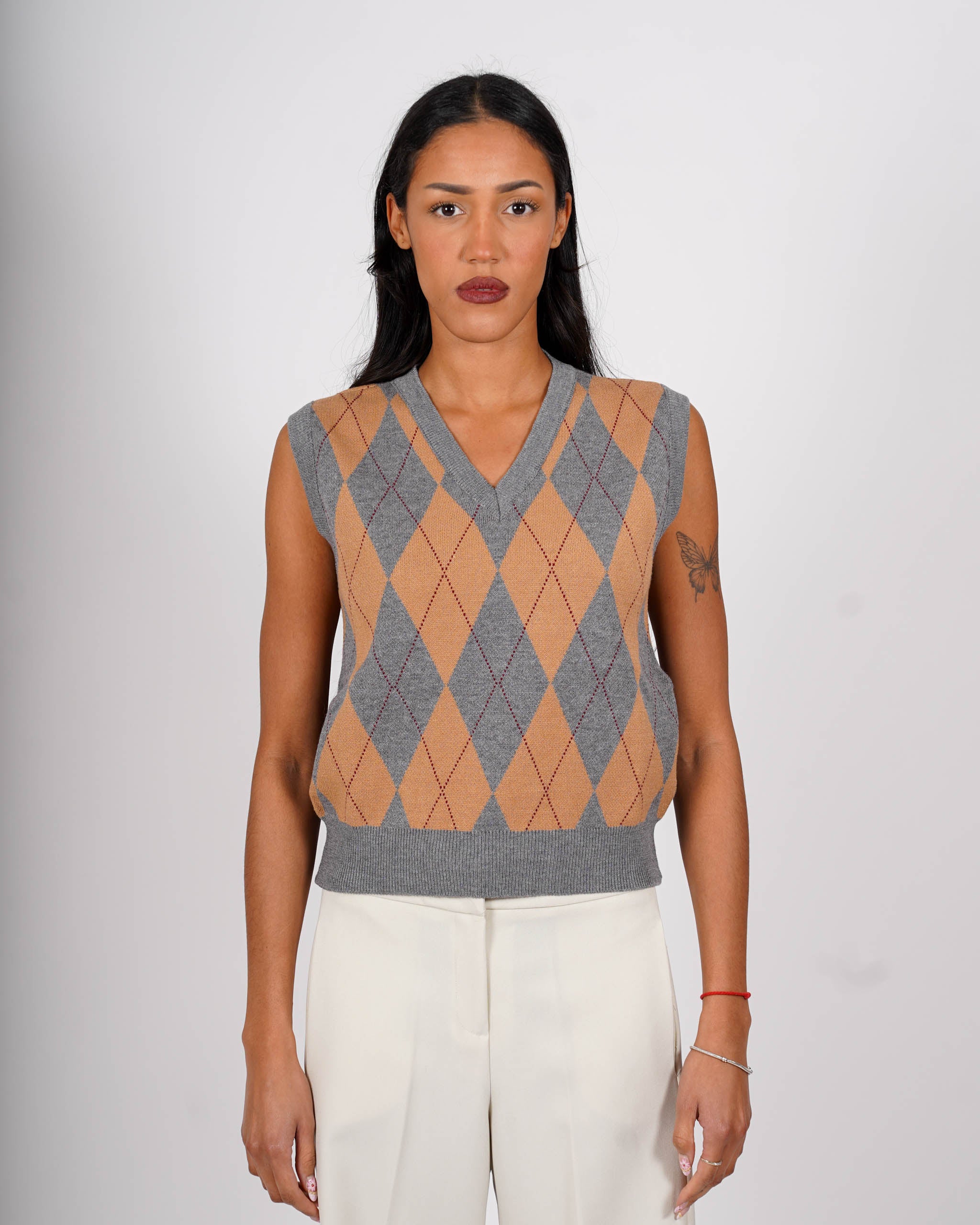 Gilet con losanghe scollo v smanicato - Rabbiosa