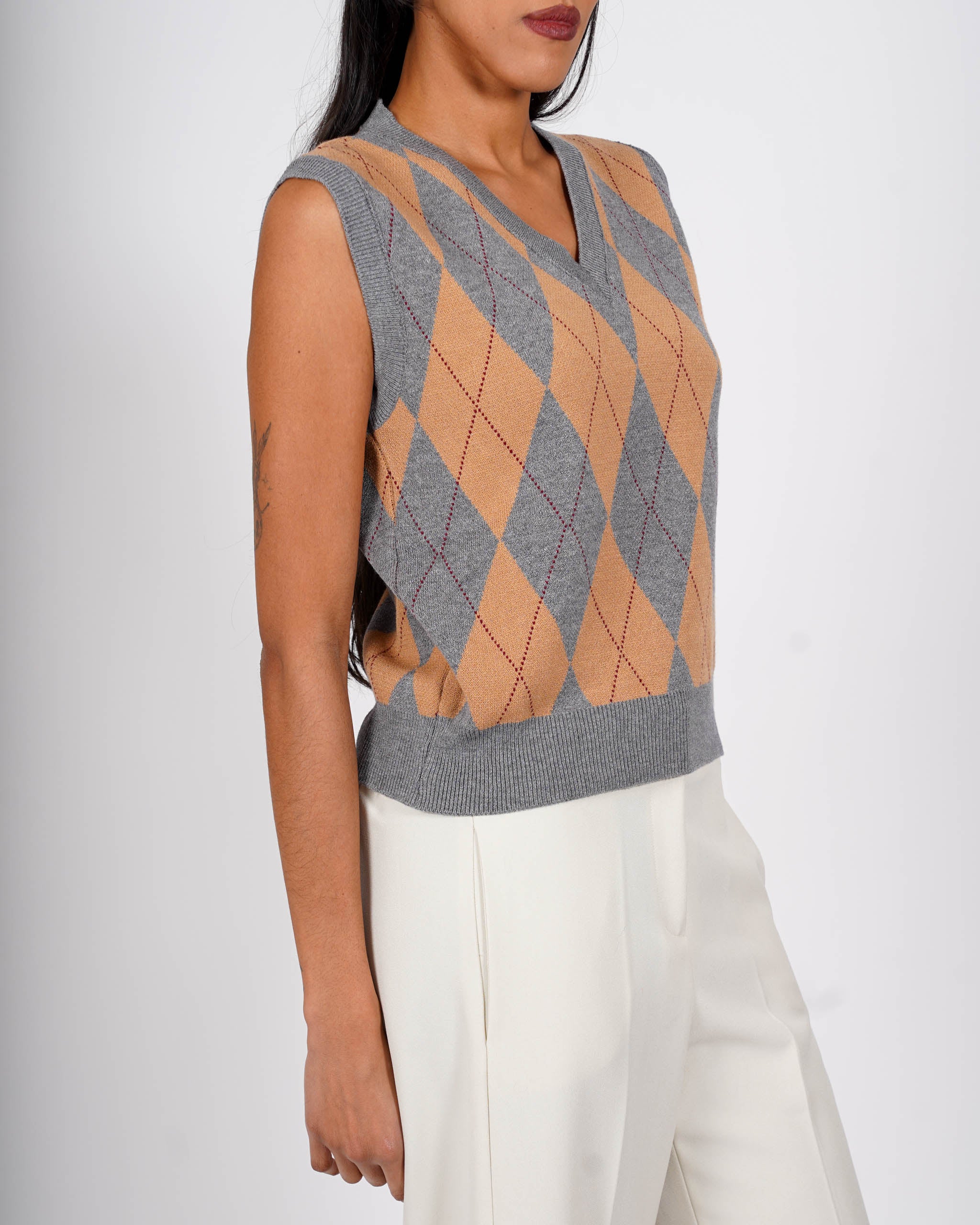 Gilet con losanghe scollo v smanicato - Rabbiosa