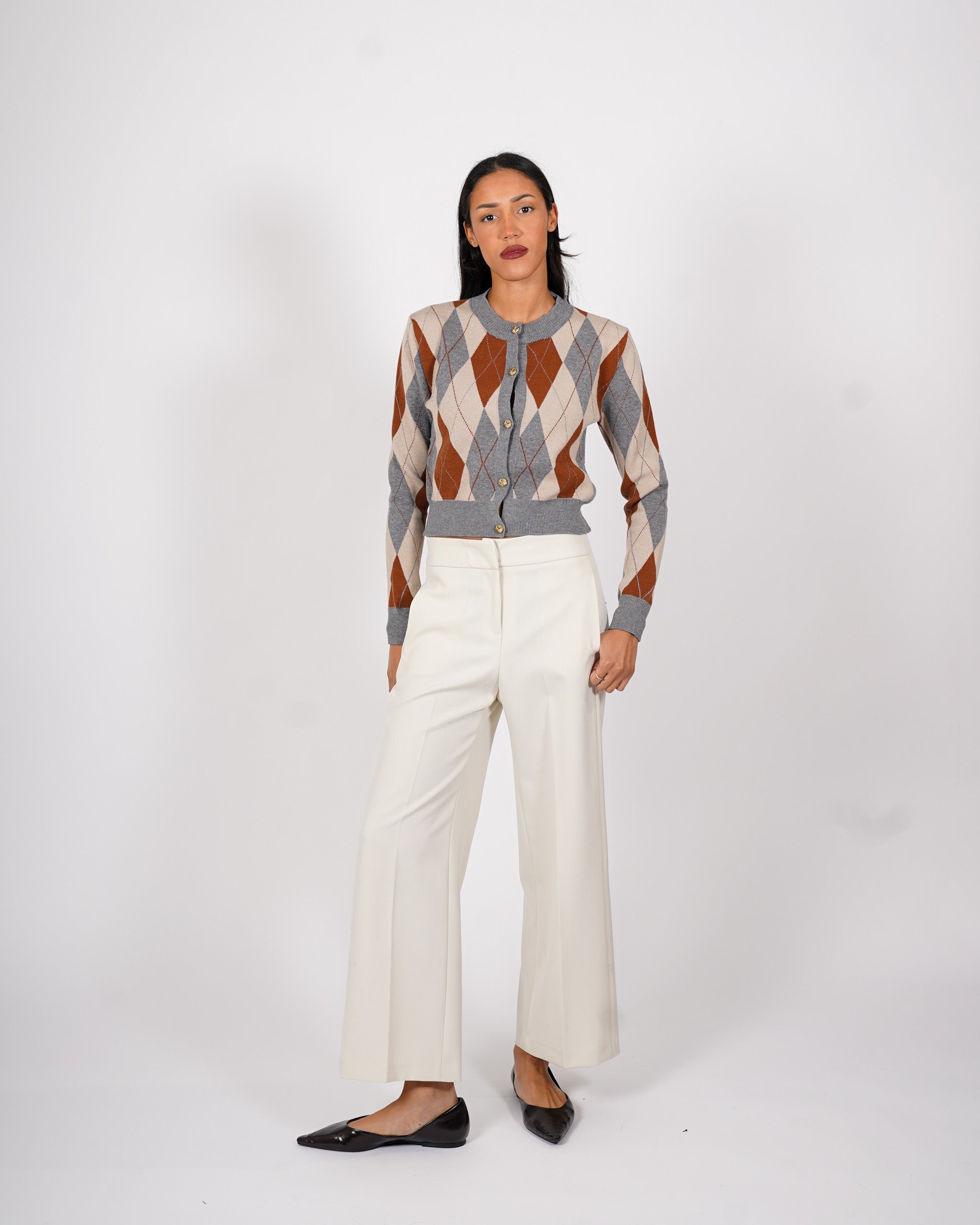 Cardigan con losanghe in mano viscosa - Isterica